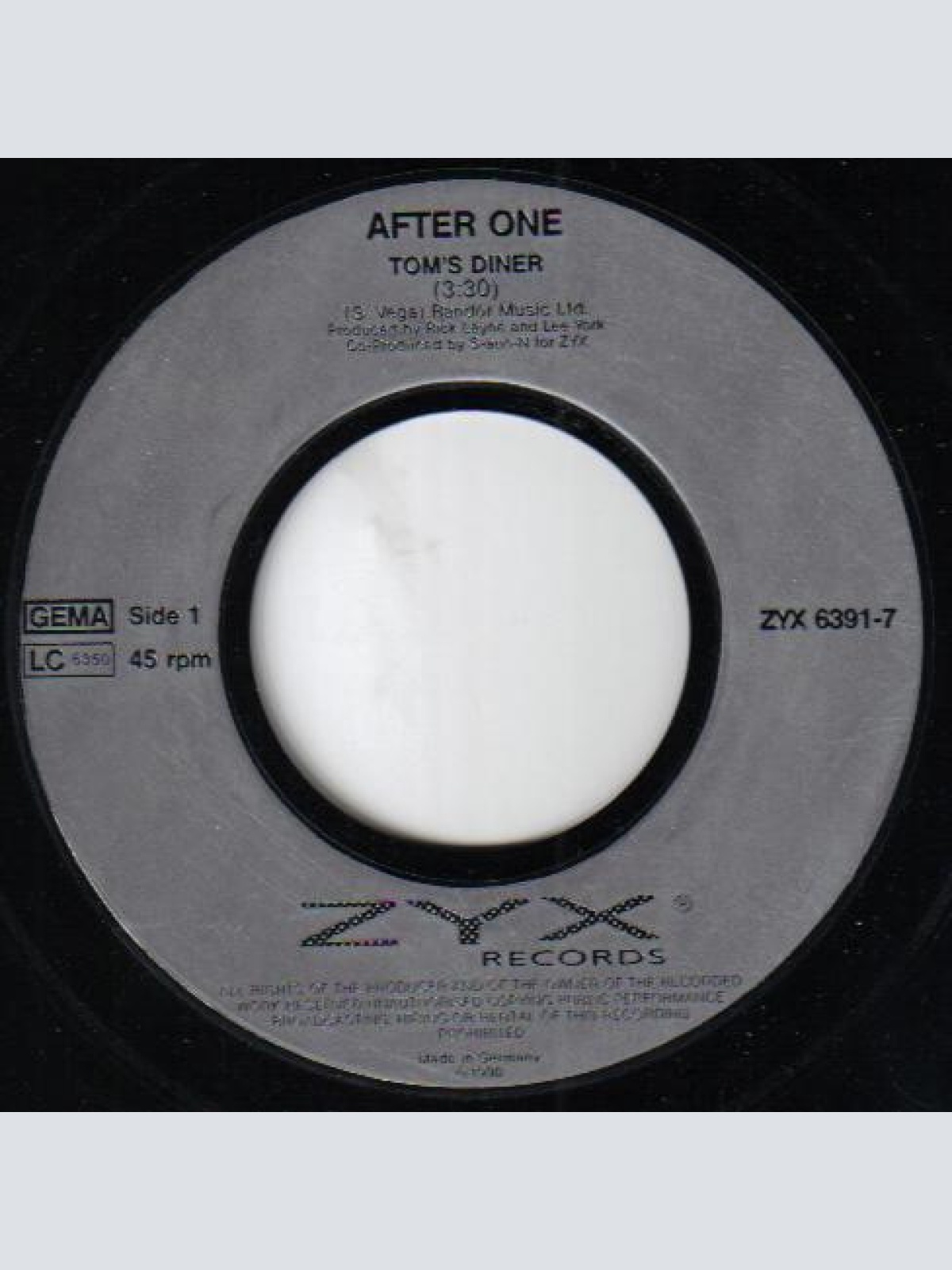 Vinyl / After One - Tom's Diner Rap