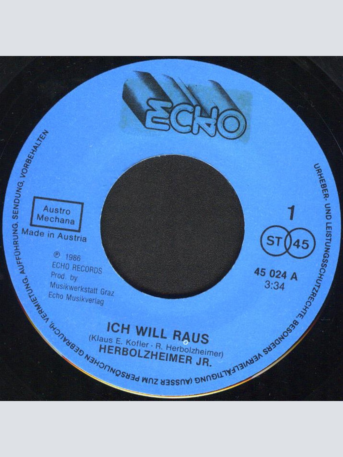 Vinyl / Herbolzheimer  Jr.* - Ich Will Raus