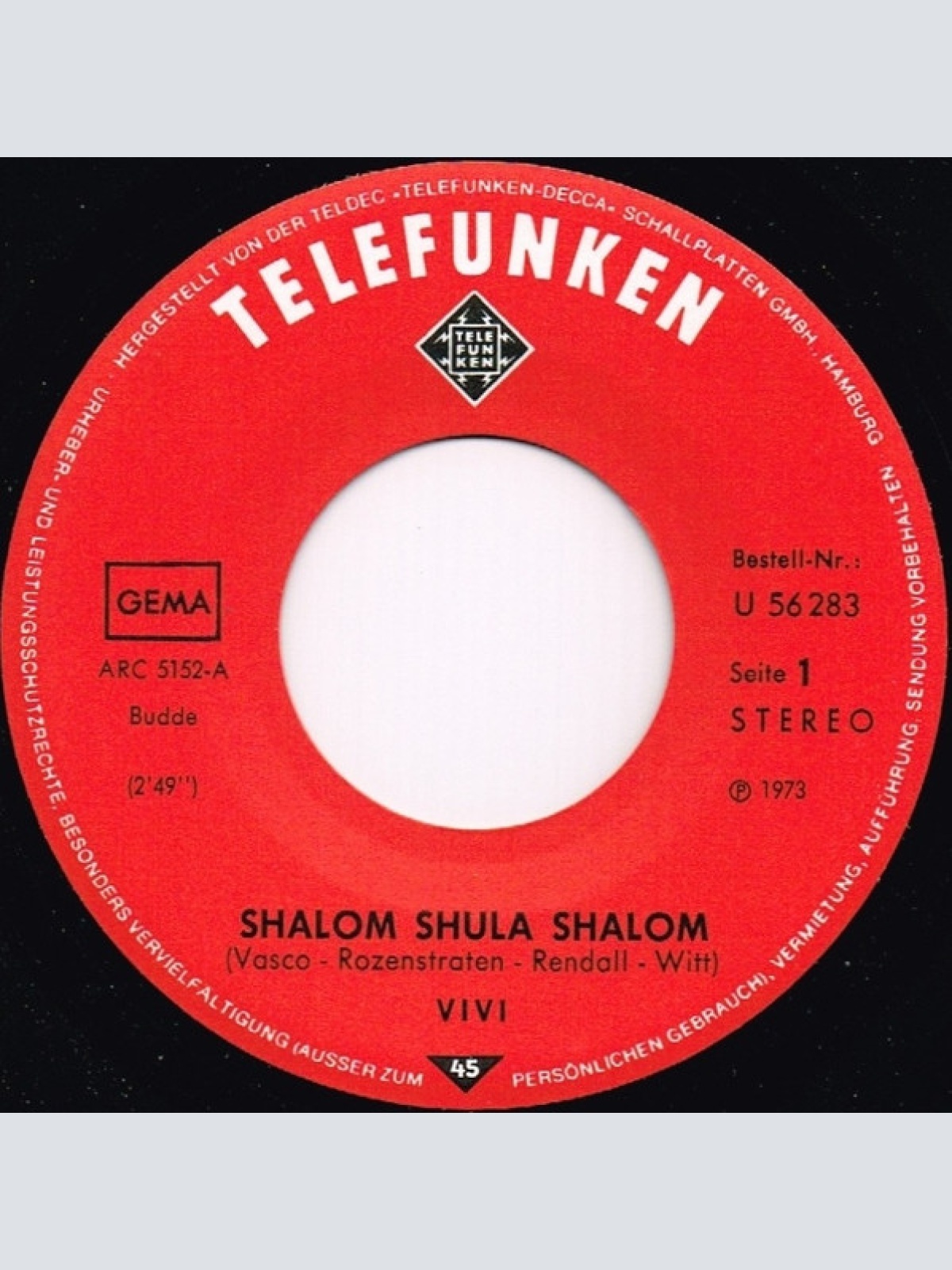 Vinyl / Vivi - Shalom Shula Shalom