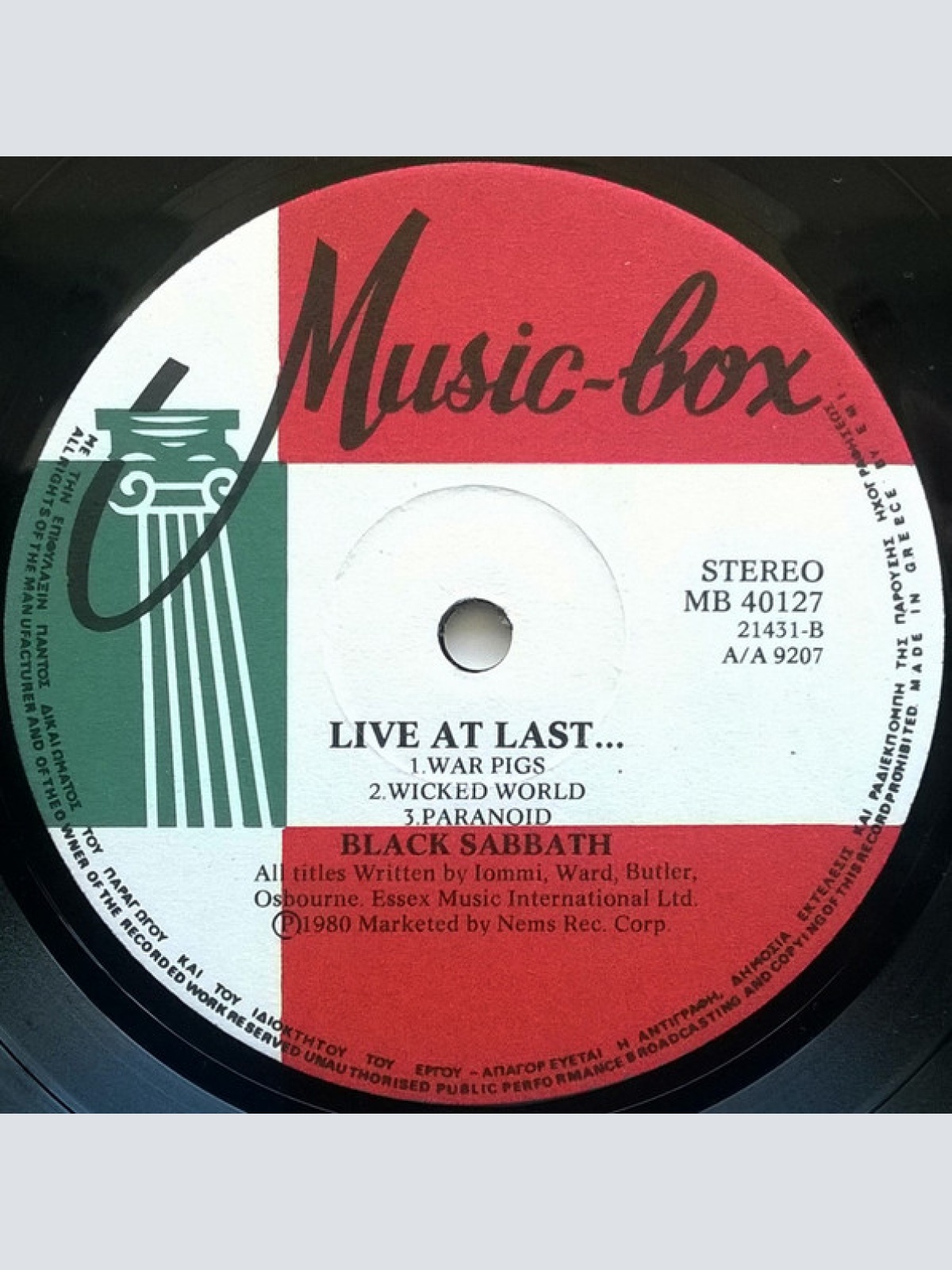 Vinyl / Black Sabbath - Live At Last