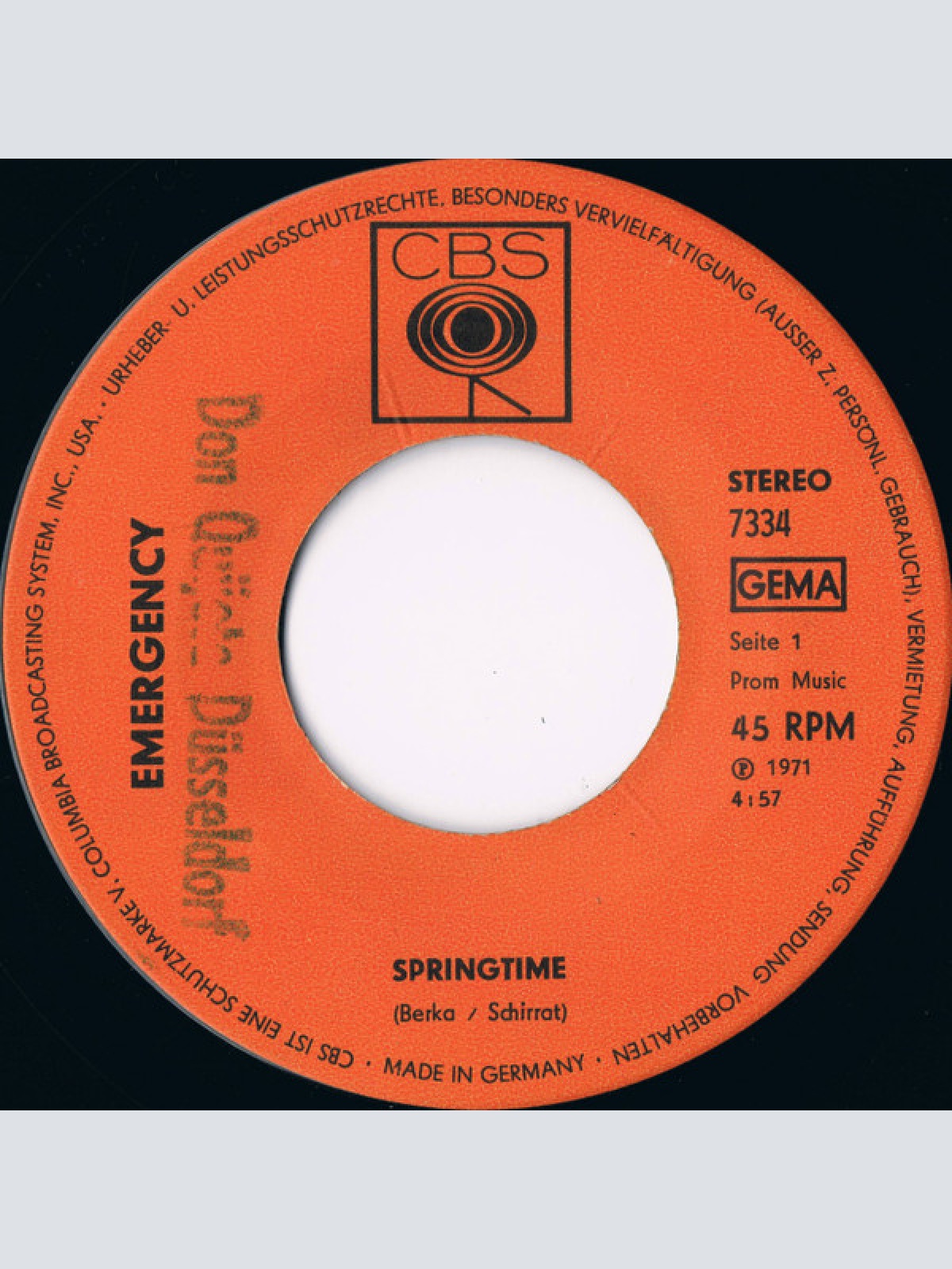 Vinyl / Emergency (6) - Springtime / Jump Into Your Grave