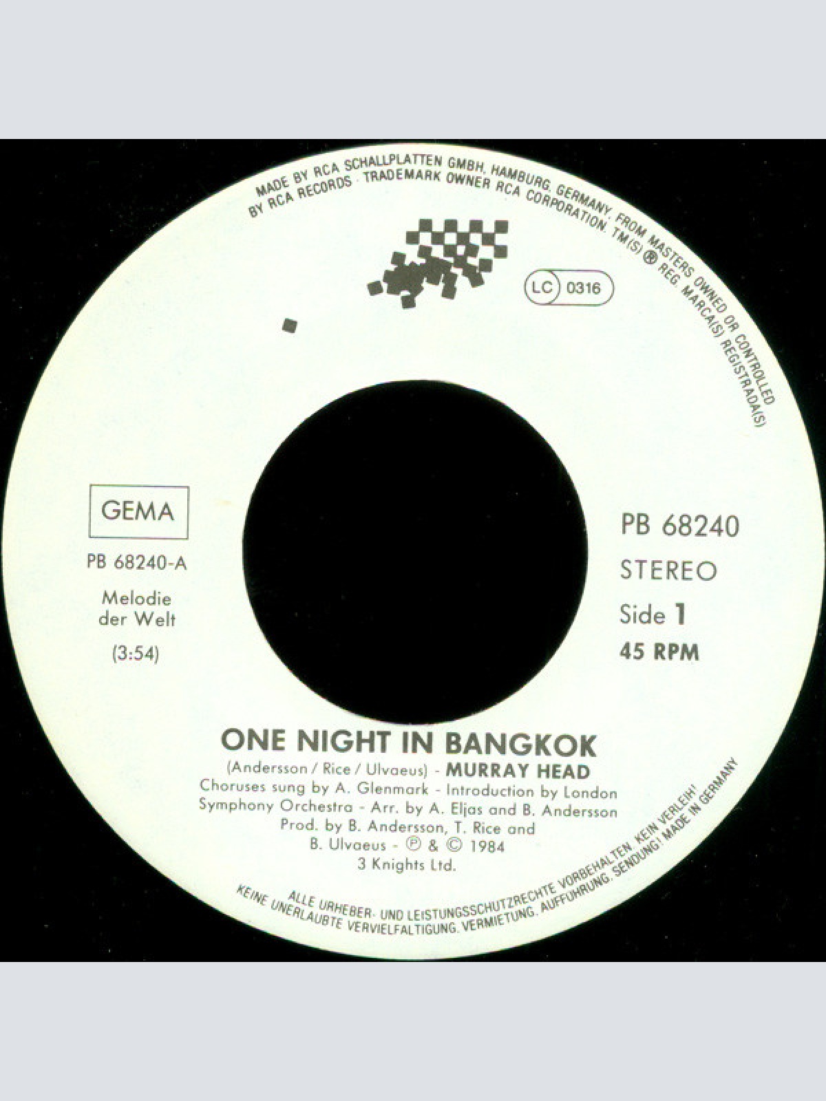 Vinyl / Murray Head - One Night In Bangkok