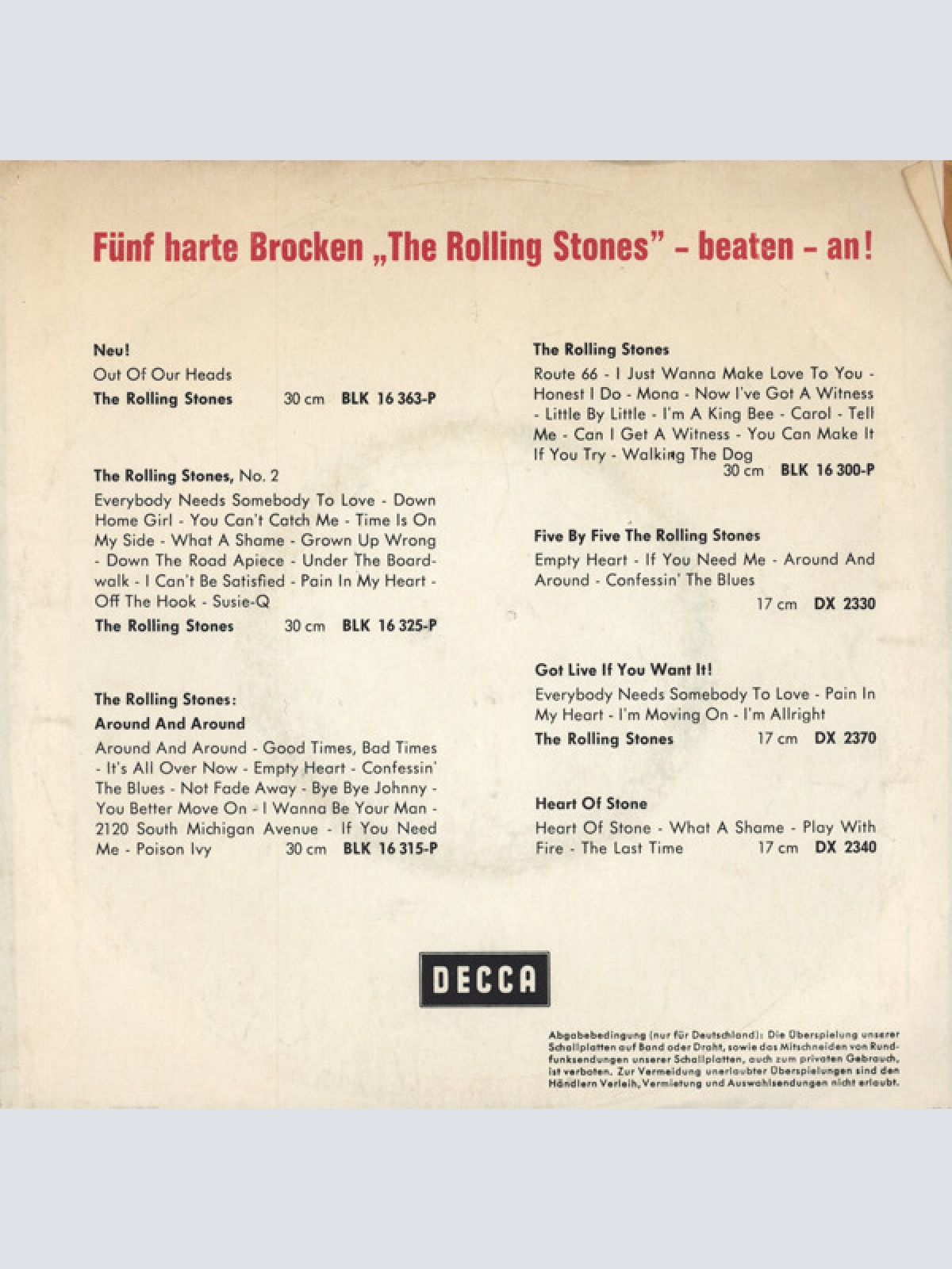 Vinyl / The Rolling Stones - Satisfaction / The Under Assistant