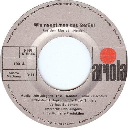 Vinyl / Udo Jürgens - Wie Nennt Man Das Gefühl / Daheim