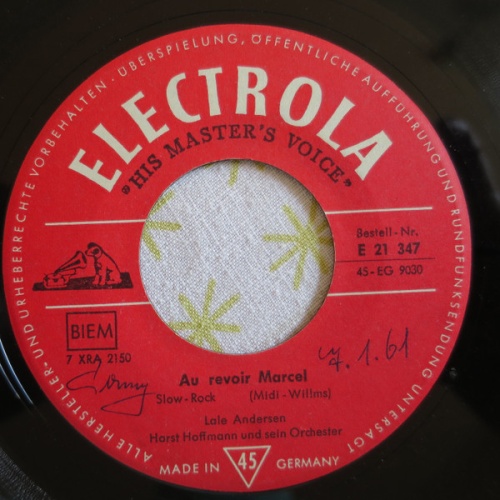 Vinyl / Lale Andersen - Au Revoir Marcel / Das Lied Der Schwäne