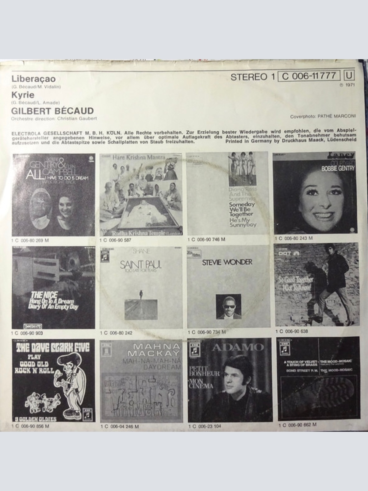 Vinyl / Gilbert Bécaud - Liberaçáo