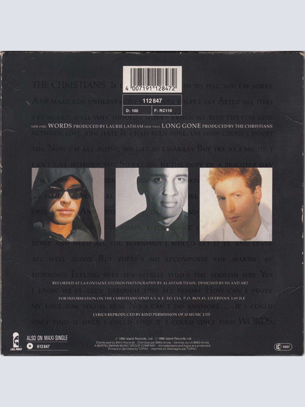 Vinyl / The Christians - Words