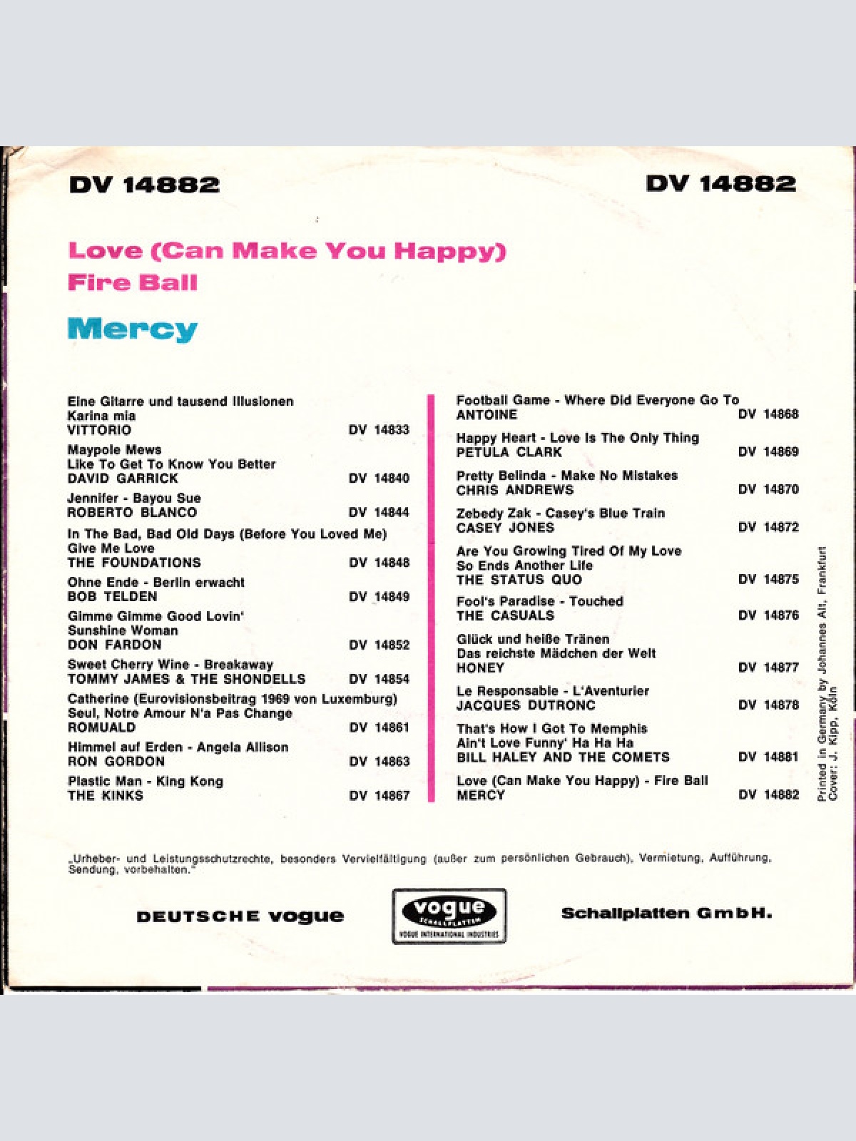 Vinyl / Mercy (4) - Love (Can Make You Happy)