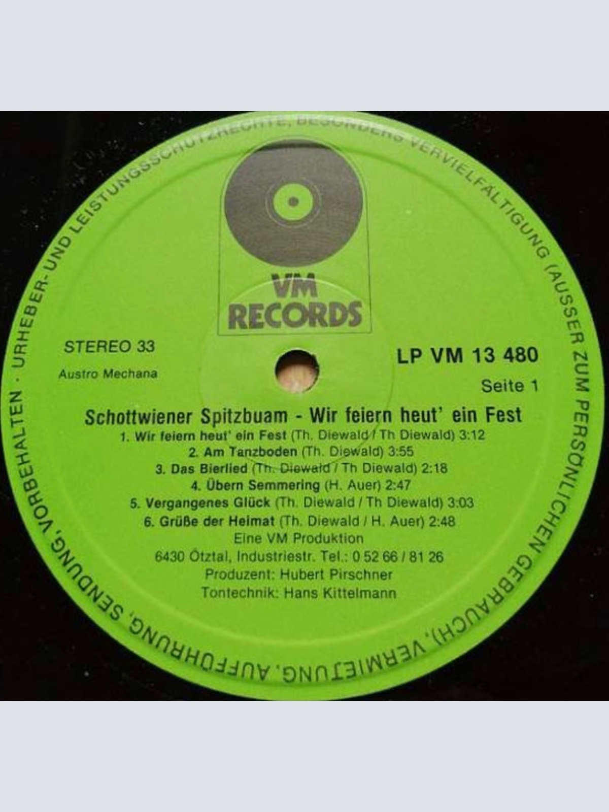 Vinyl / Schottwiener Spitzbuam - Wir Feiern Heut' Ein Fest