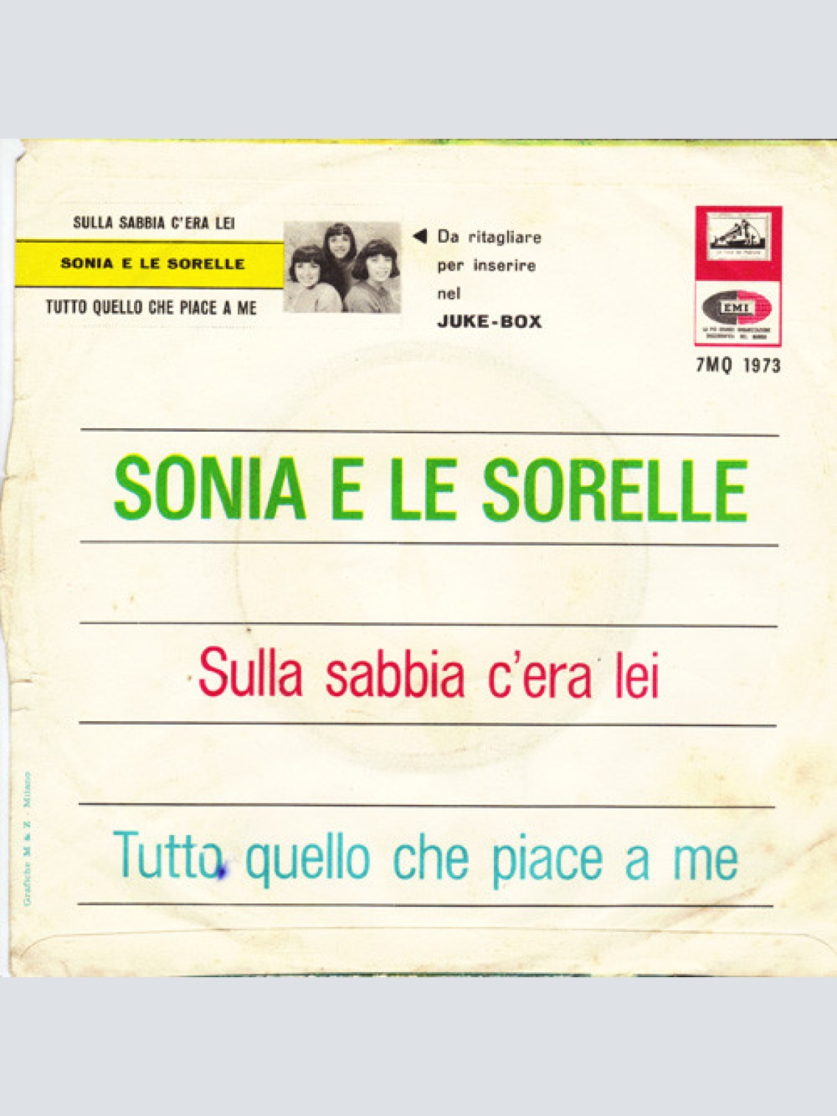 Vinyl / Sonia E Le Sorelle - Sulla Sabbia C'Era Lei
