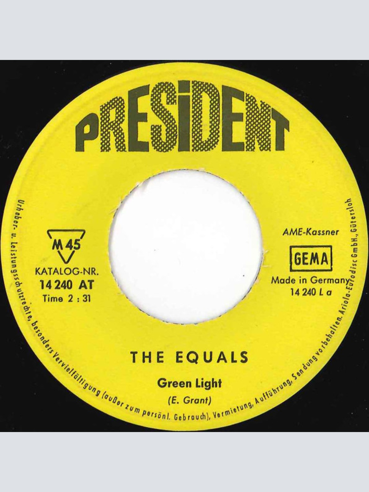 Vinyl / The Equals - Green Light / Love Potion