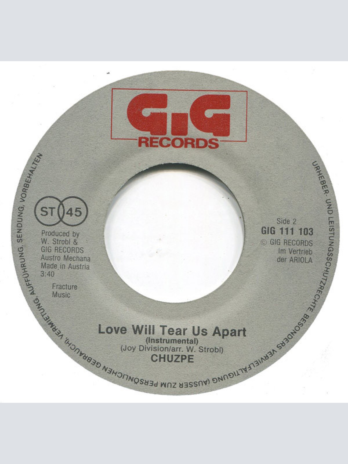 Vinyl / Chuzpe - Love Will Tear Us Apart