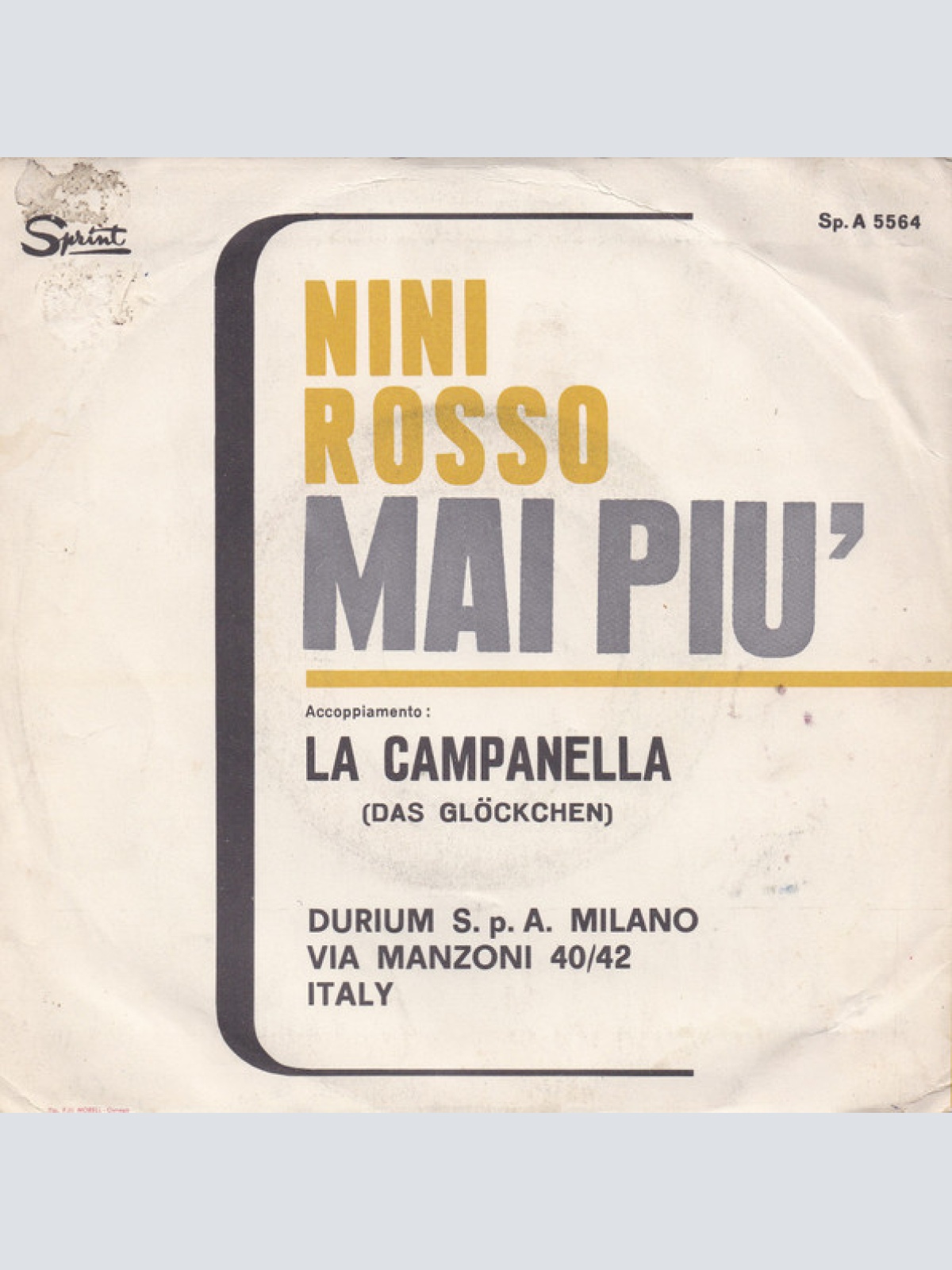 Vinyl / Nini Rosso - Mai Piu'