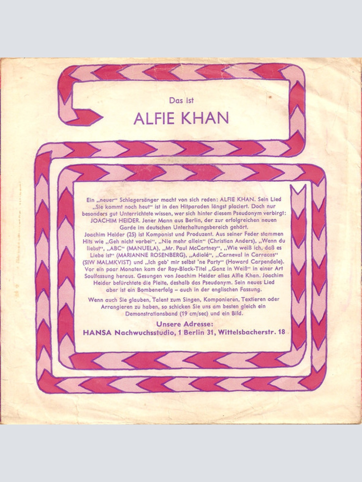 Vinyl / Alfie Khan - She's Coming Back