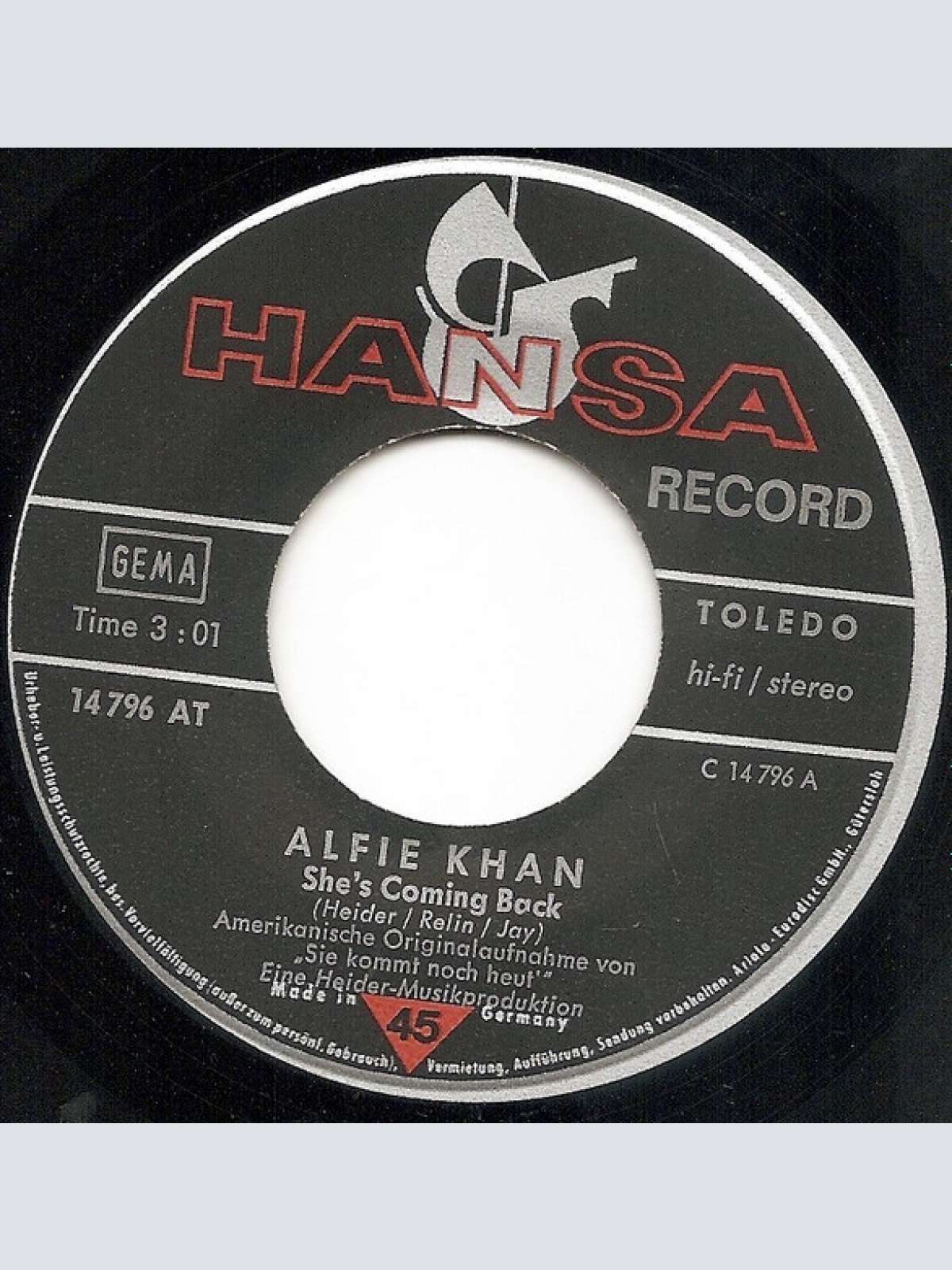 Vinyl / Alfie Khan - She's Coming Back