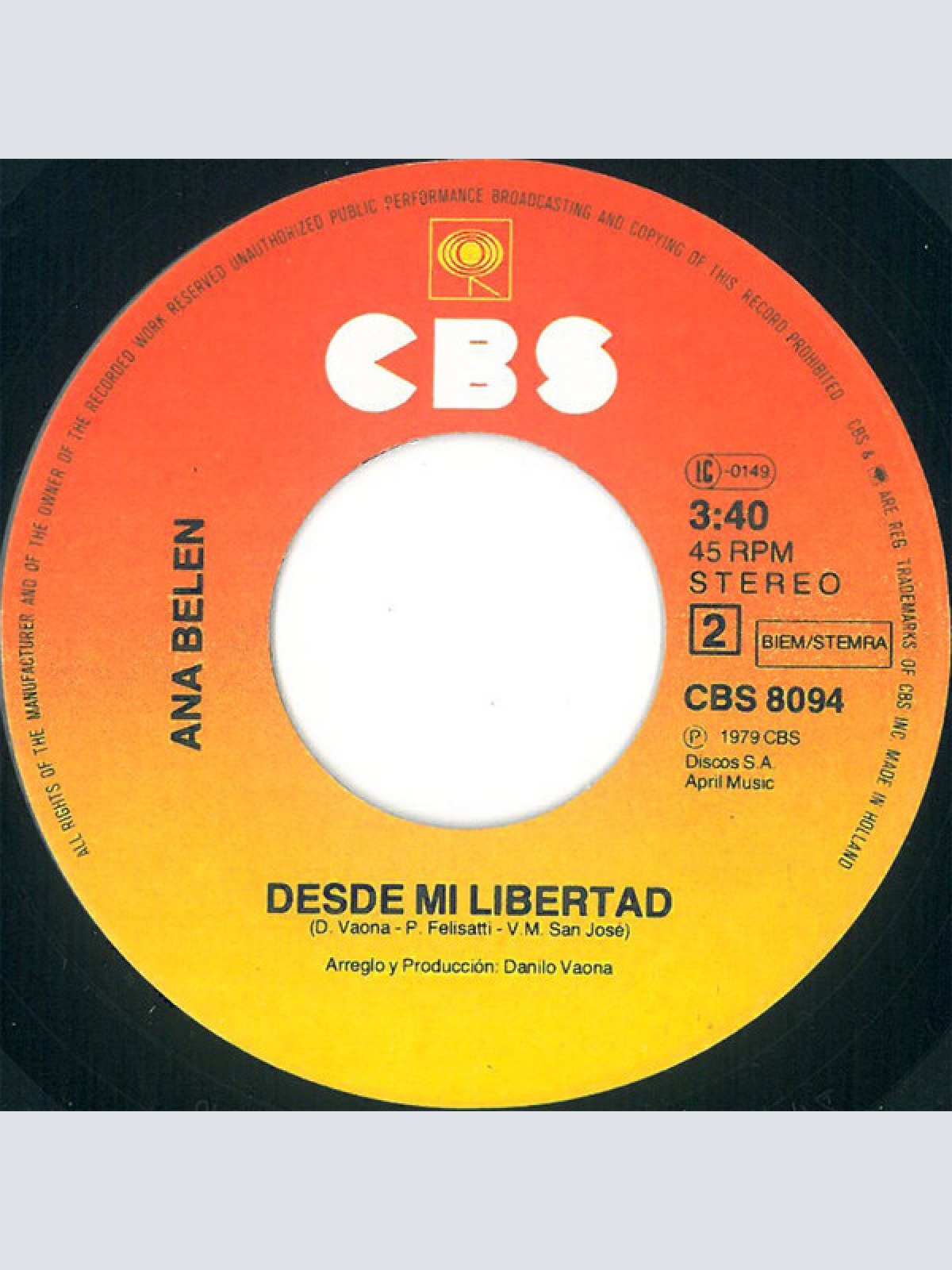 Vinyl / Ana Belen* - Agapimu