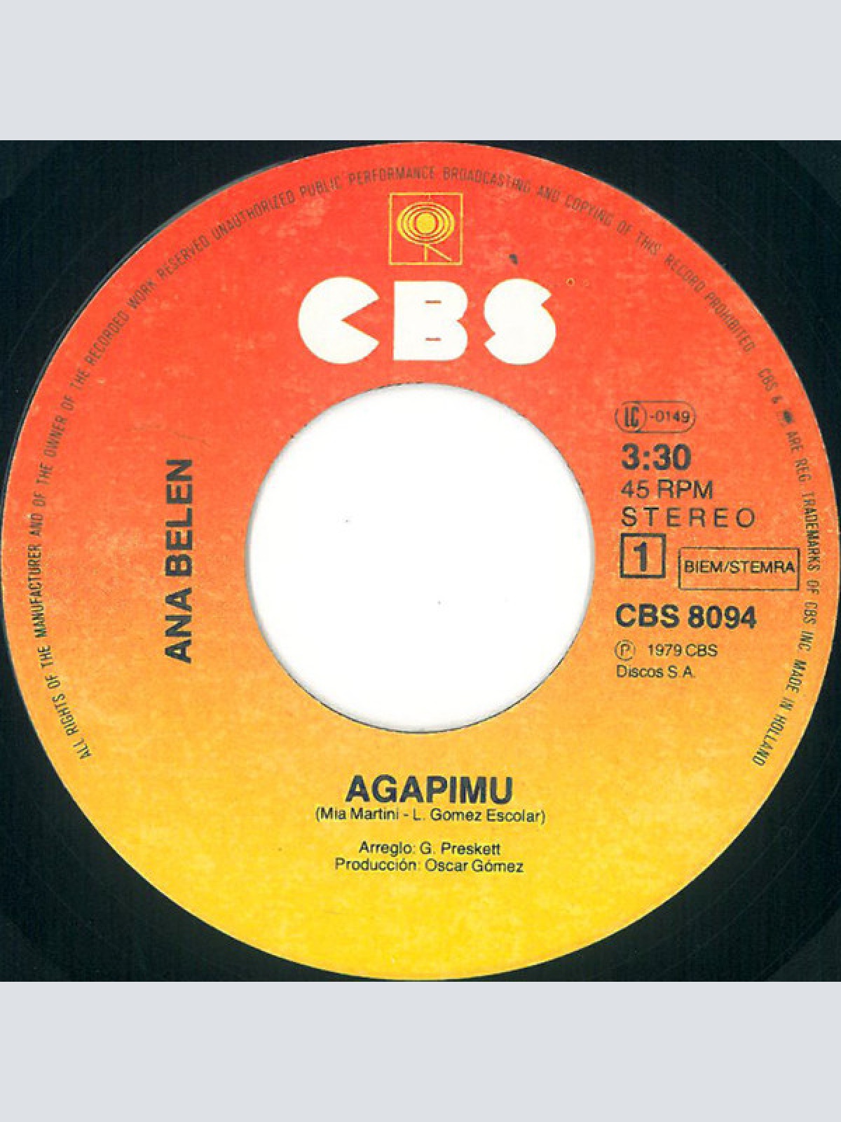 Vinyl / Ana Belen* - Agapimu