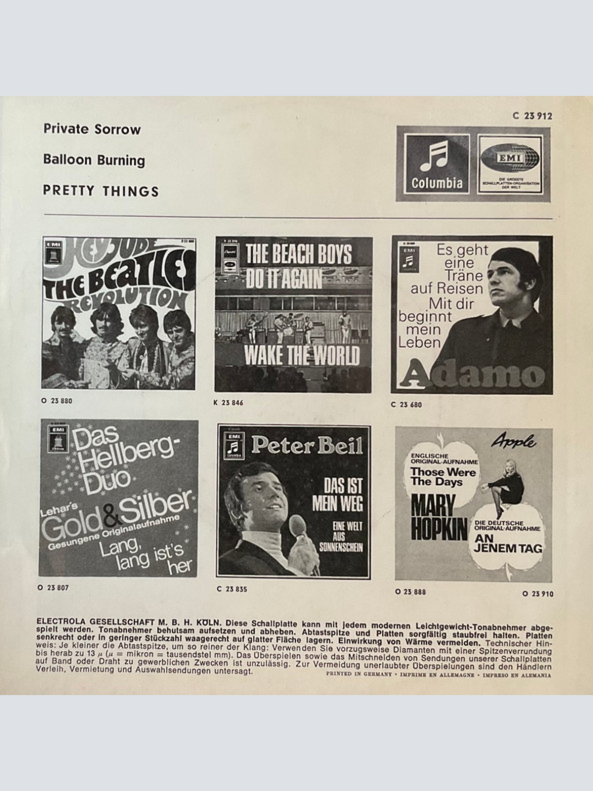 Vinyl / Pretty Things* - Private Sorrow / Balloon Burning