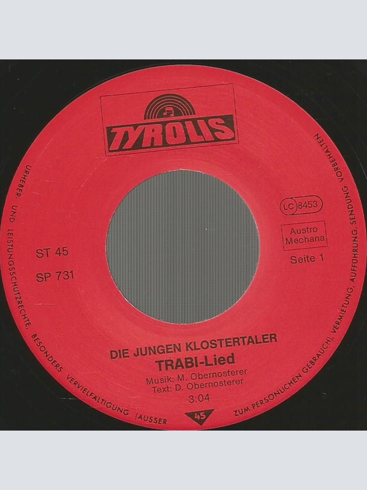 Vinyl / Die Jungen Klostertaler - Trabi-Lied