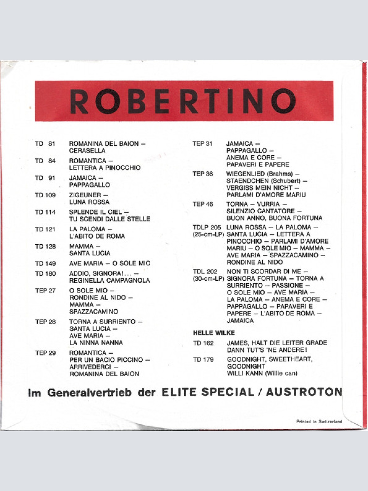 Vinyl / Robertino* - Addio, Signora!...