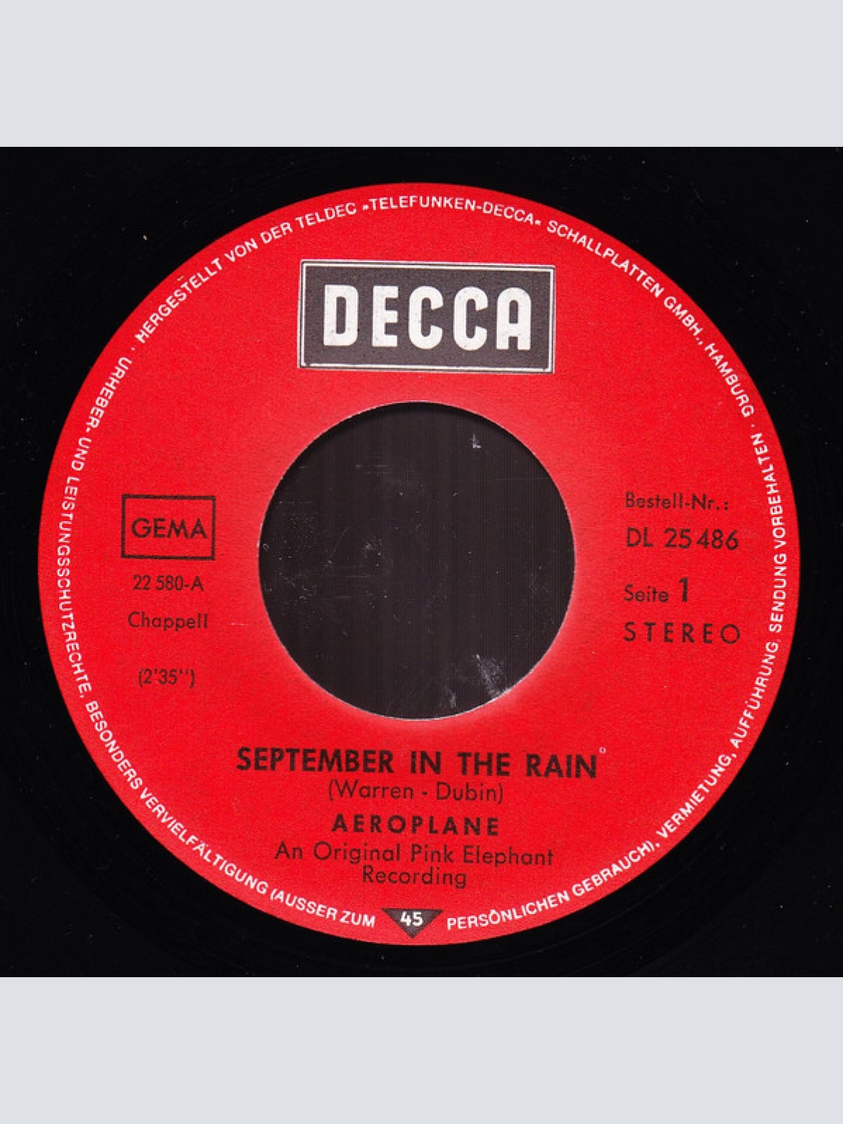 Vinyl / Aeroplane (3) - September In The Rain / It's So Better