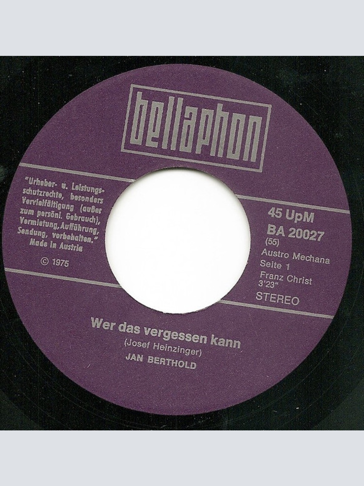 Vinyl / Jan Berthold - Wer Das Vergessen Kann