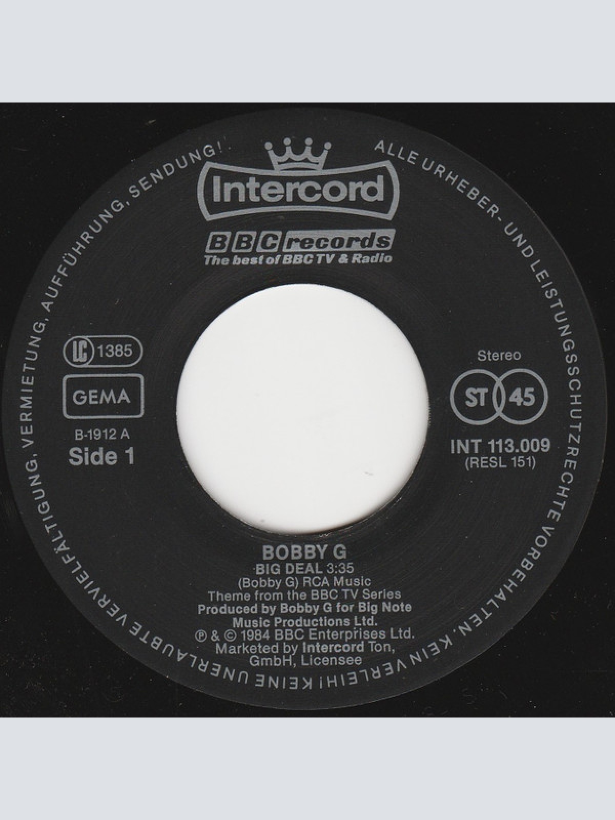 Vinyl / Bobby G - Big Deal