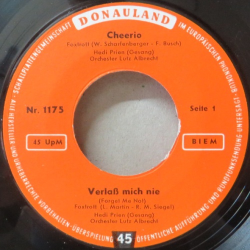 Vinyl / Heidi Prien, Orchester Lutz Albrecht*, Rudi Kreuzberger, Orchester Carl De Groof - Cheerio