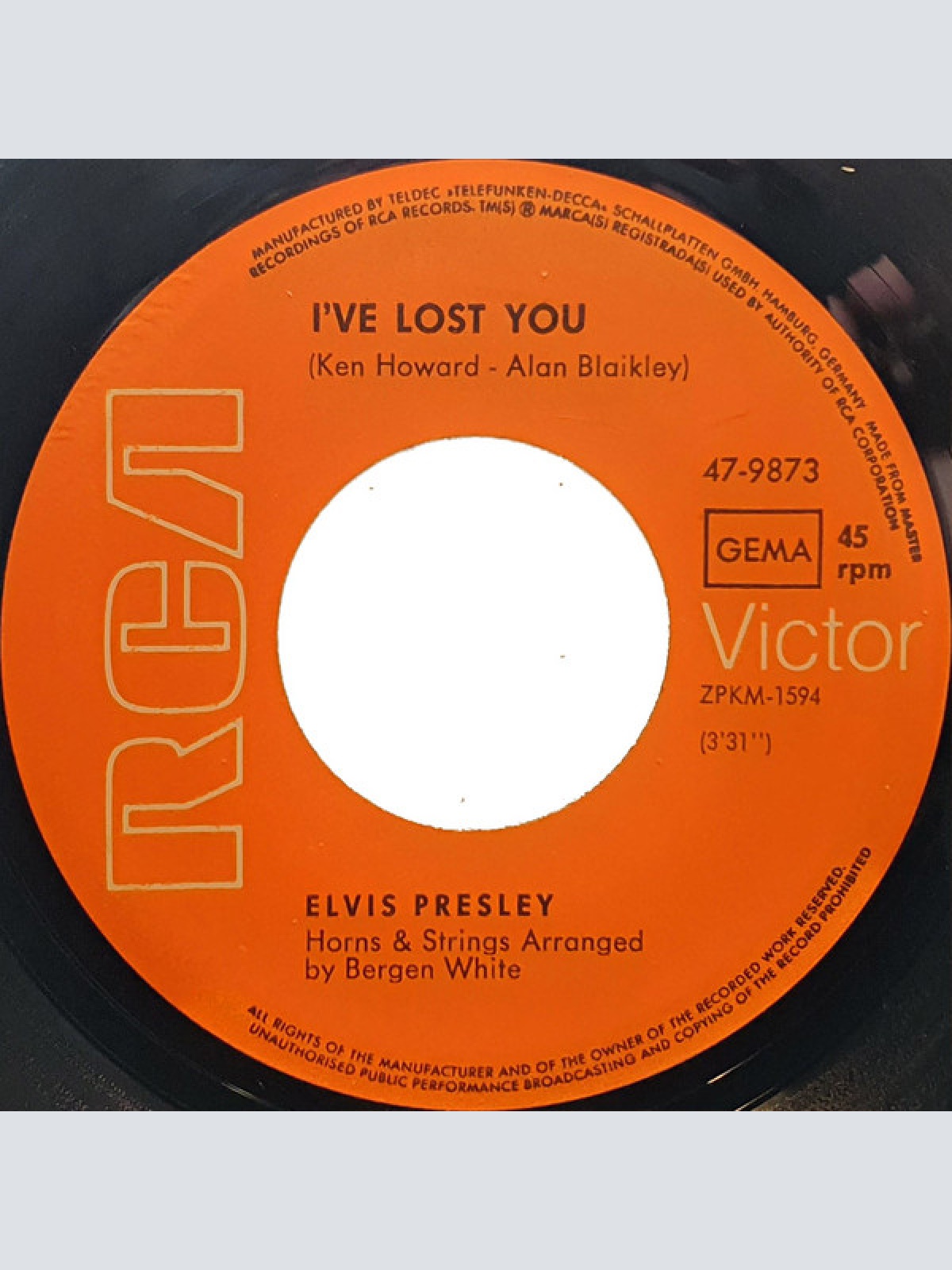 Vinyl / Elvis* - I've Lost You / The Next Step Is Love