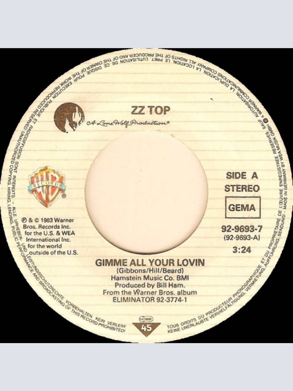 Vinyl / ZZ Top - Gimme All Your Lovin