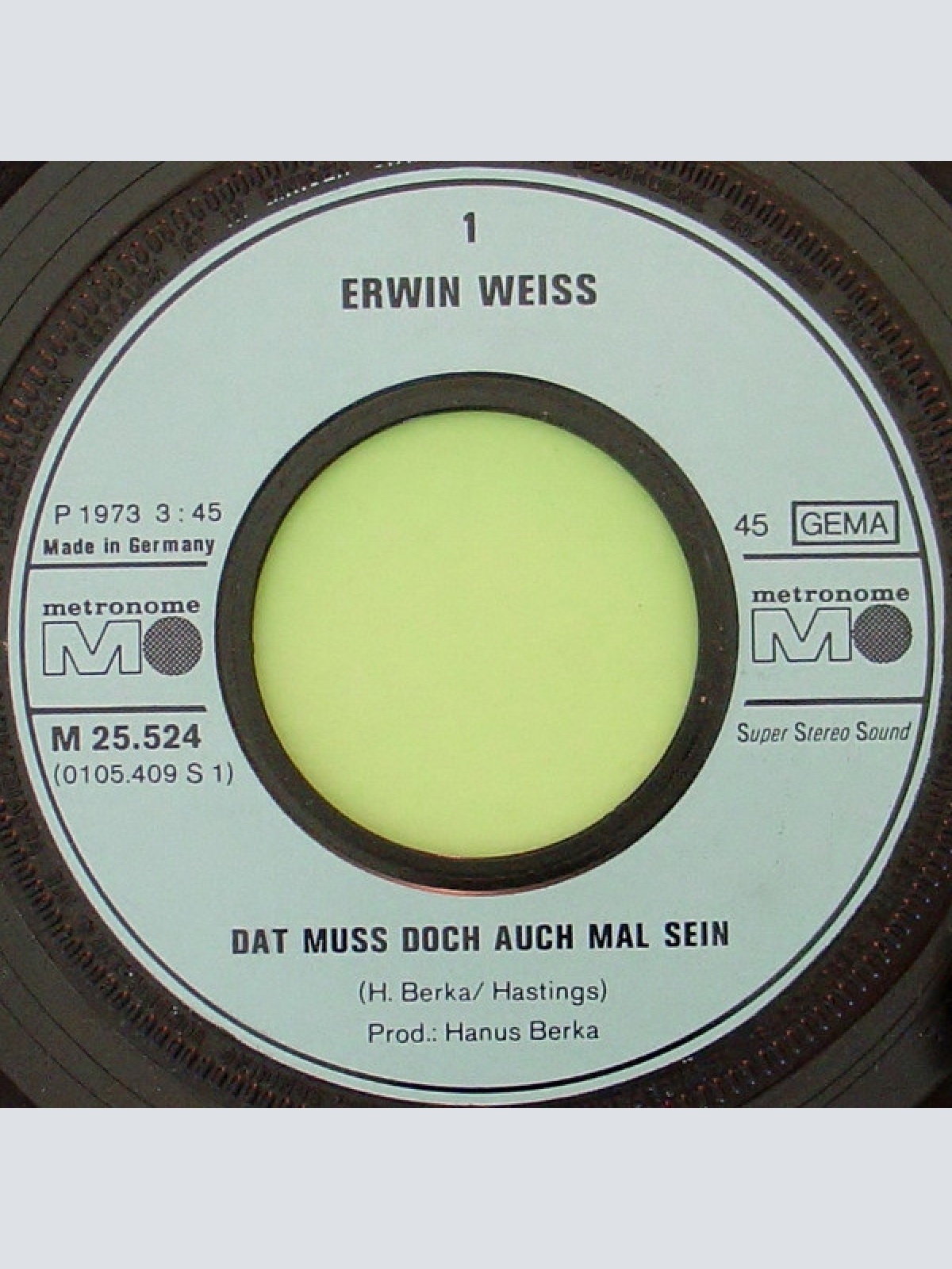 Vinyl / Erwin Weiss - Dat Muss Doch Auch Ma' Sein / Geada