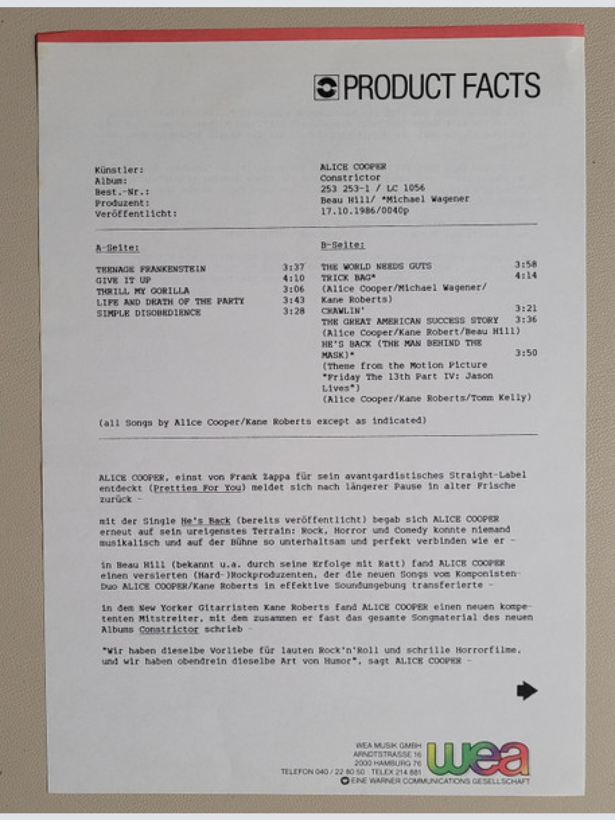 Vinyl / Alice Cooper (2) - Constrictor