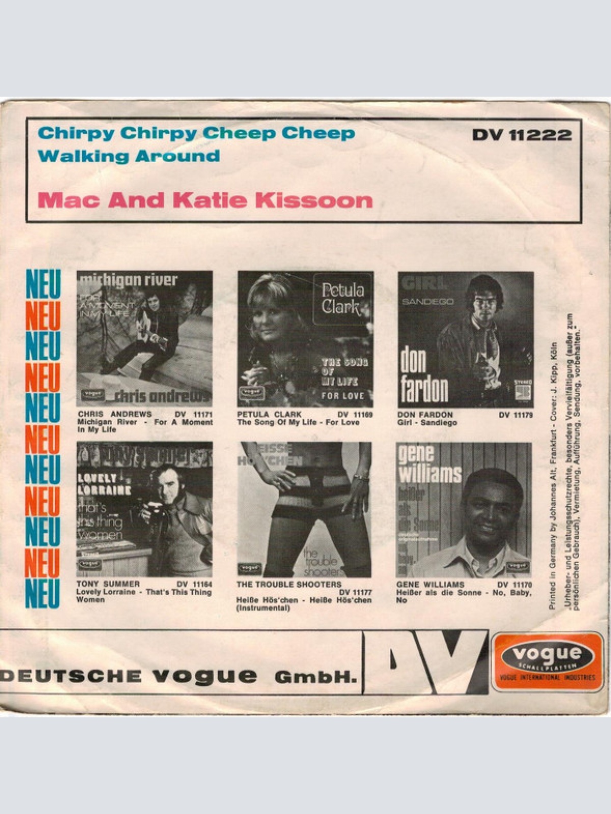 Vinyl / Mac And Katie Kissoon - Chirpy Chirpy Cheep Cheep