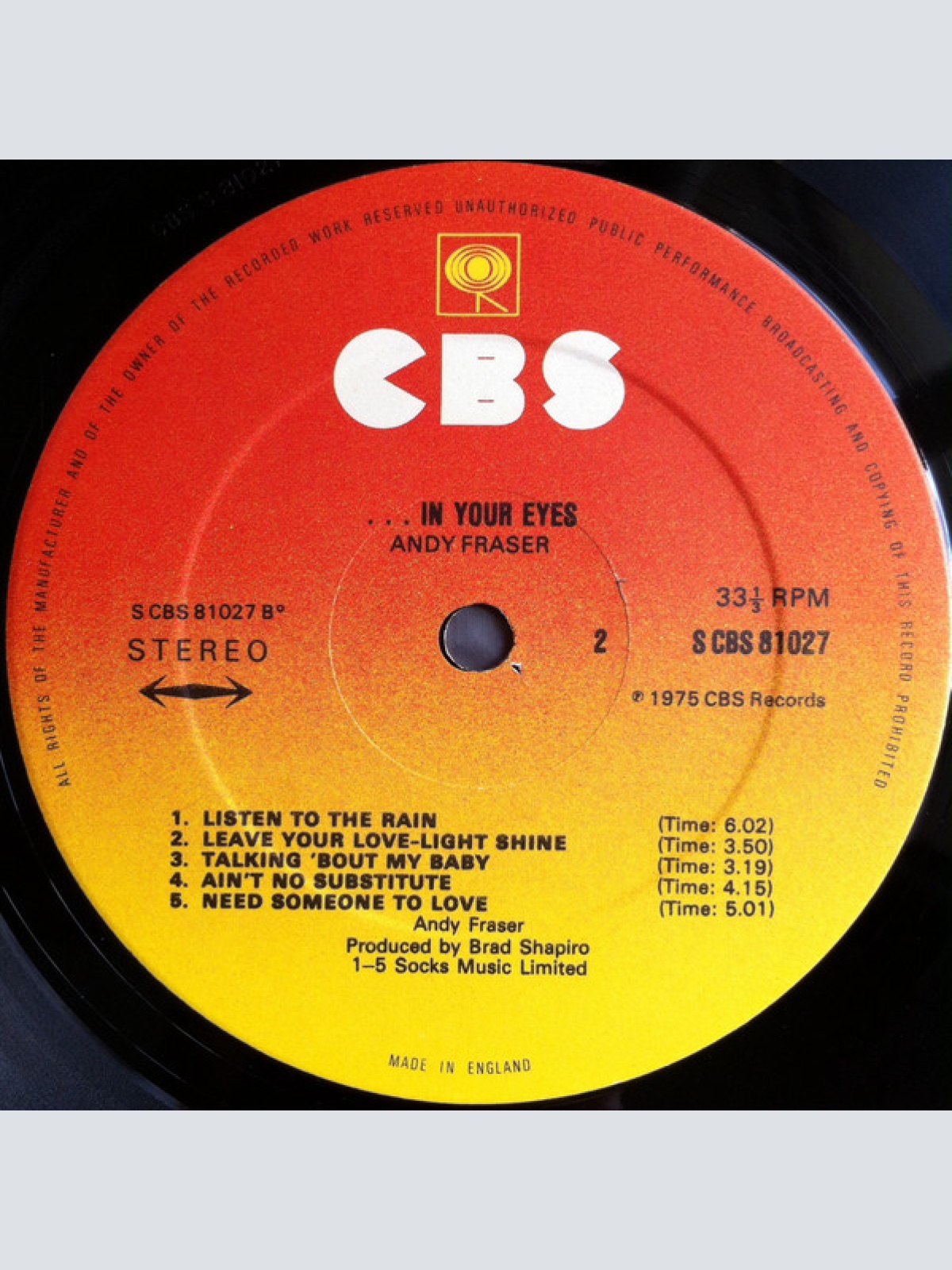 Vinyl / Andy Fraser - ...In Your Eyes