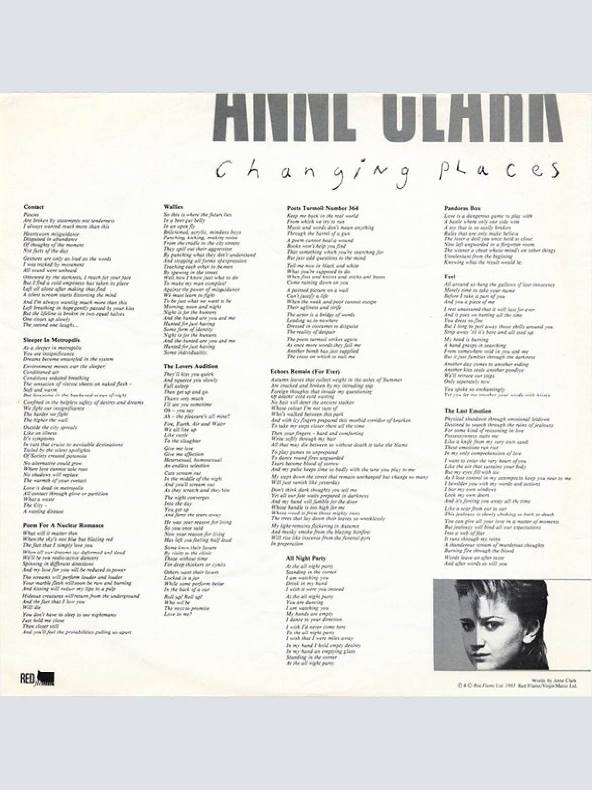 Vinyl / Anne Clark - Changing Places
