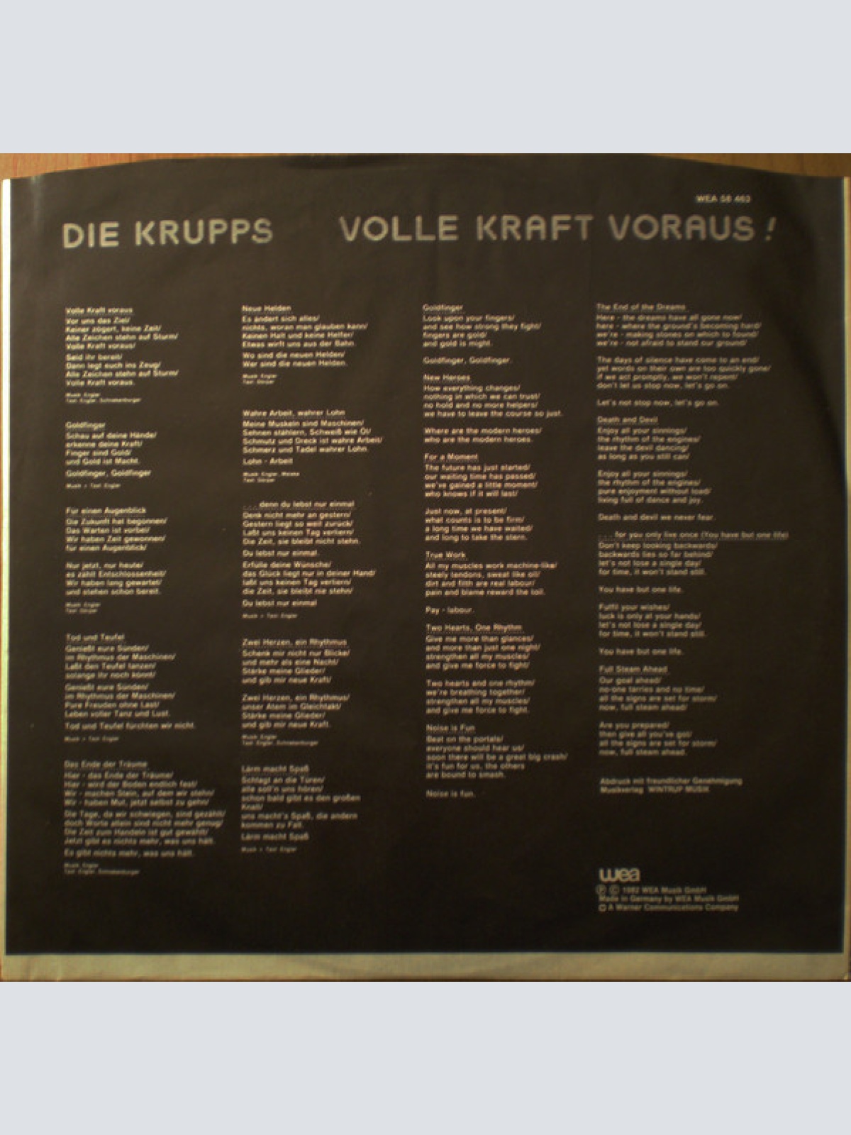 Vinyl / Die Krupps - Volle Kraft Voraus!