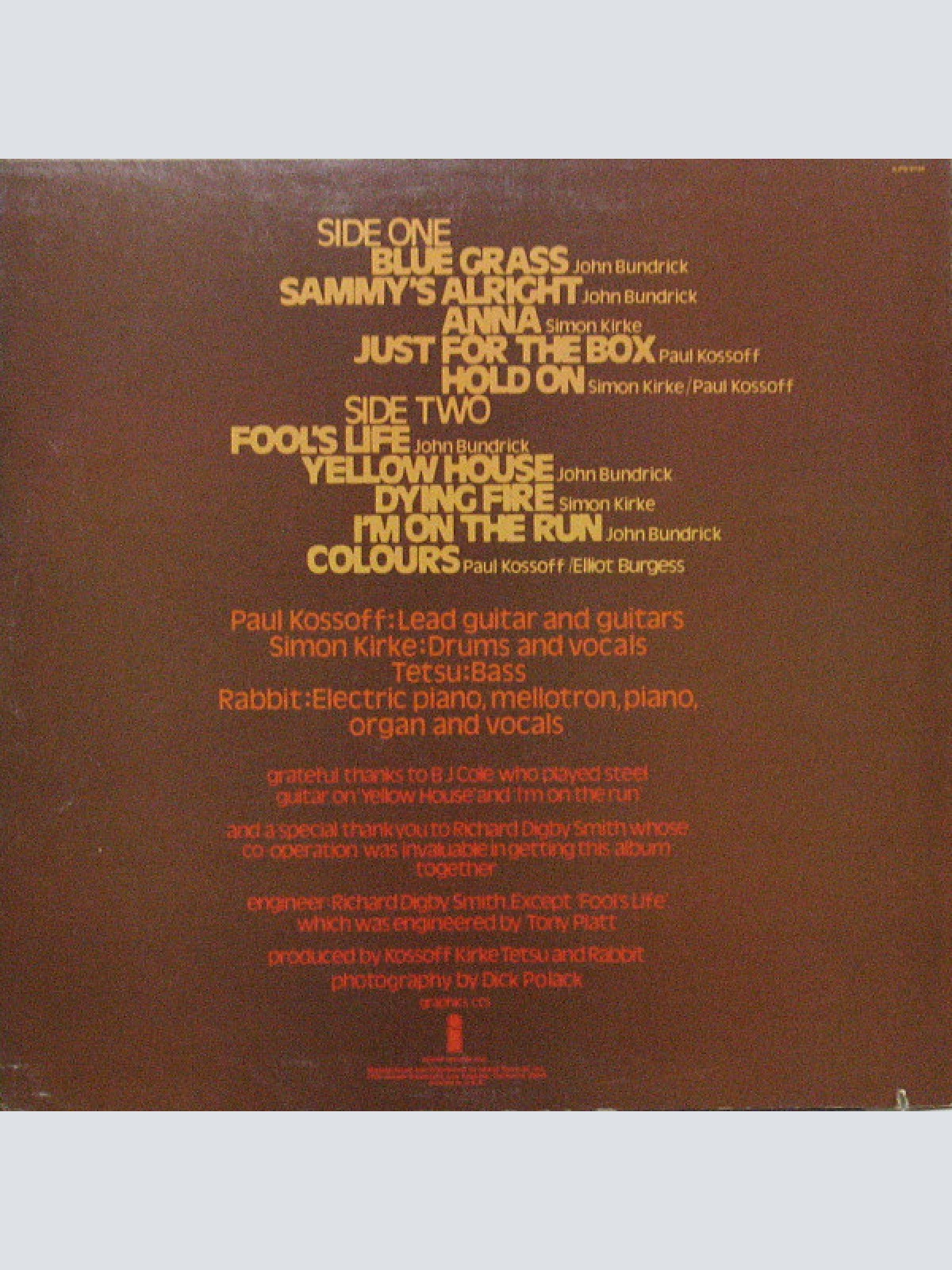 Vinyl / Kossoff/Kirke/Tetsu/Rabbit* - Kossoff/Kirke/Tetsu/Rabbit