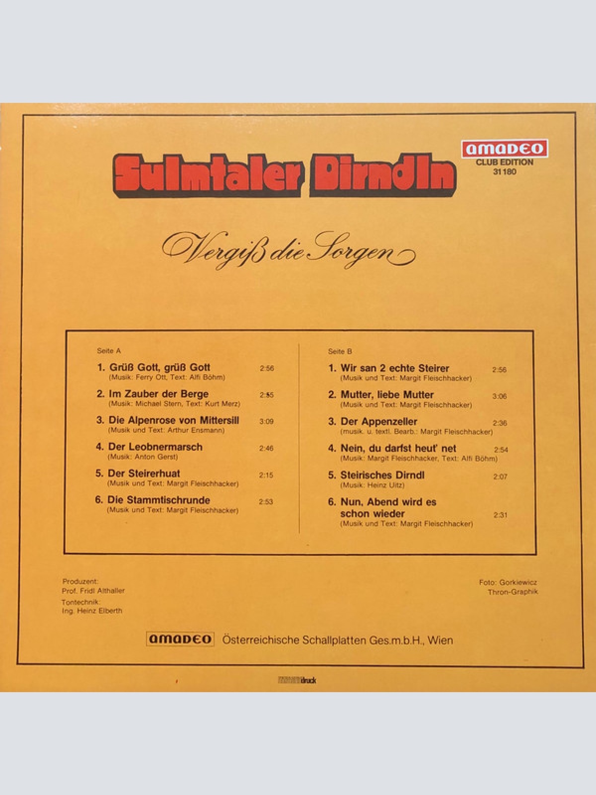 Vinyl / Sulmtaler Dirndln - Vergiss Die Sorgen