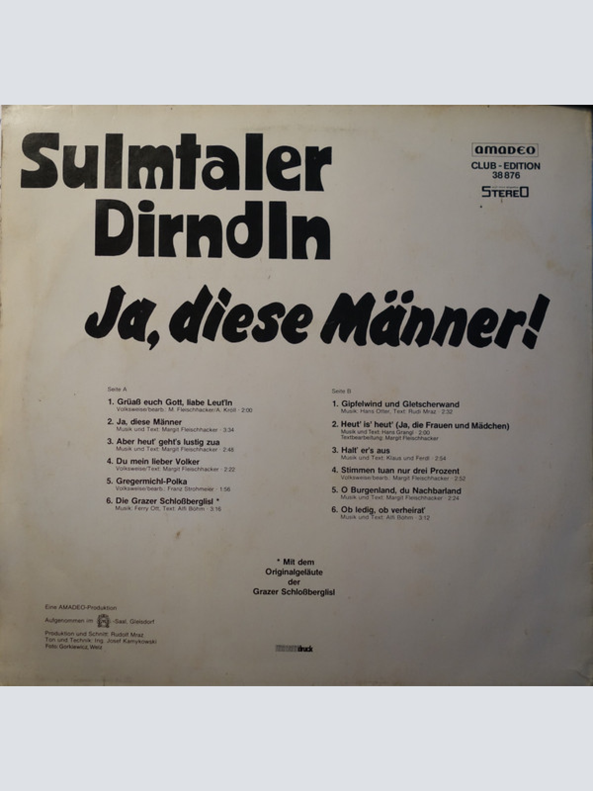 Vinyl / Sulmtaler Dirndln - Ja, Diese Männer