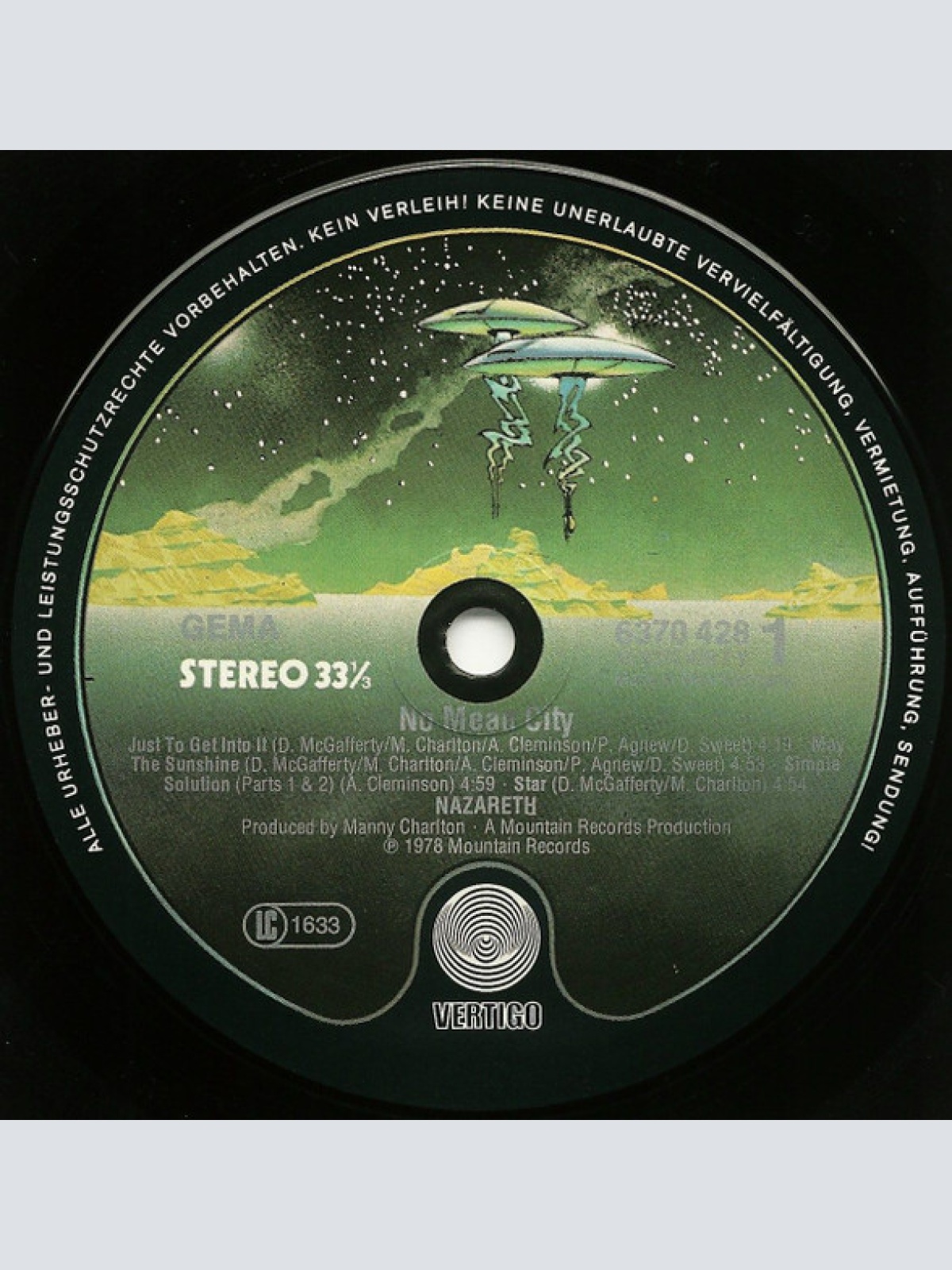 Vinyl / Nazareth (2) - No Mean City