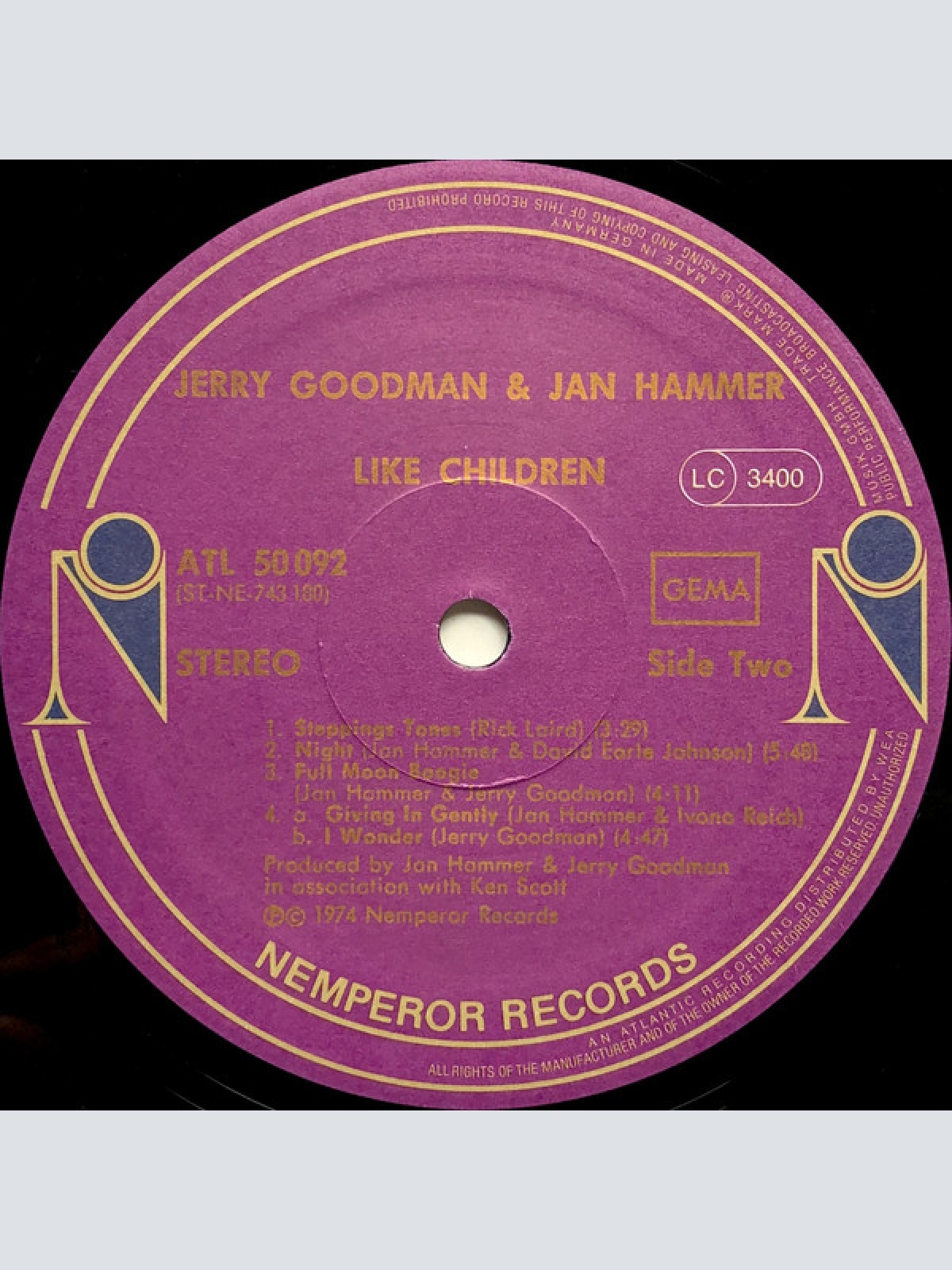 Vinyl / Jerry Goodman & Jan Hammer - Like Children