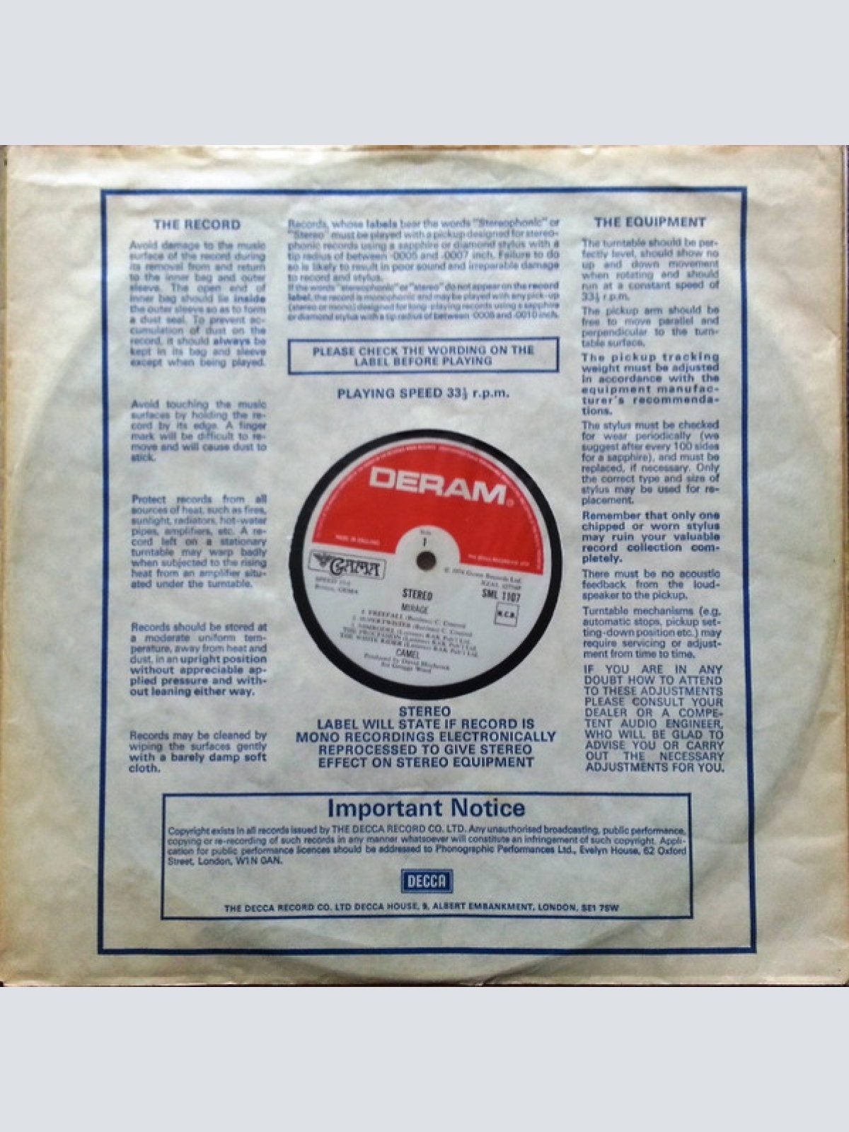 Vinyl / Camel - Mirage