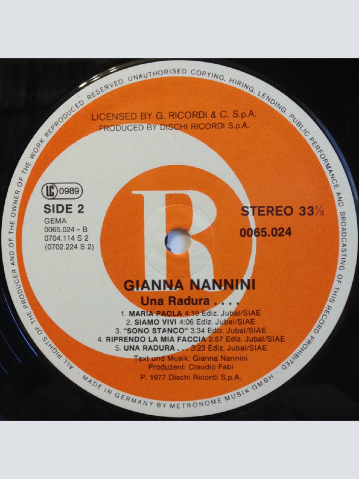 Vinyl / Gianna Nannini - Una Radura ...