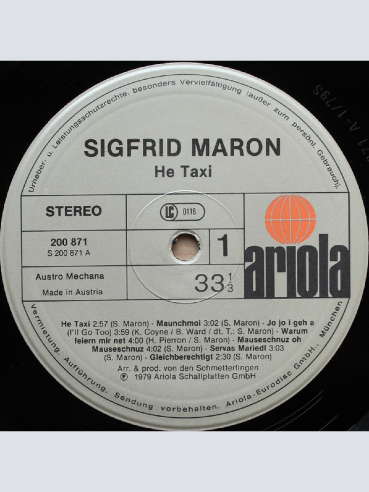 Vinyl / Sigfrid Maron* - He, Taxi