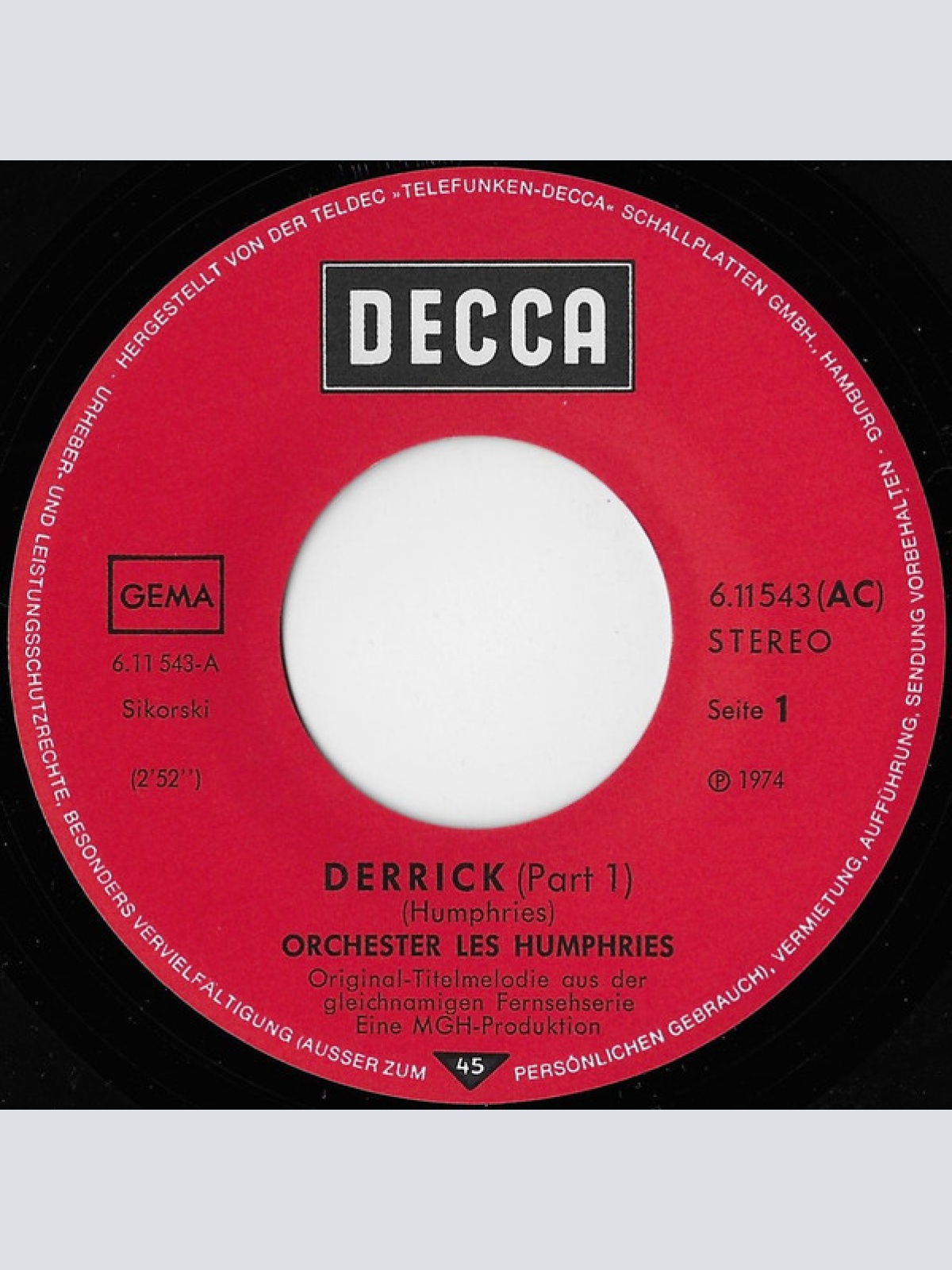 Vinyl / Orchester Les Humphries - Derrick