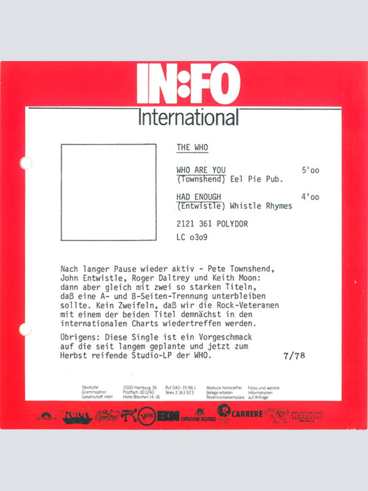 Vinyl / The Who - Who Are You / Had Enough