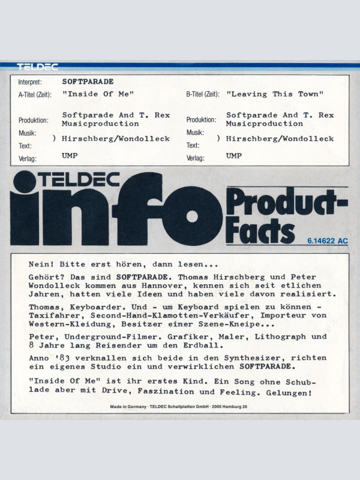 Vinyl / Softparade - Inside Of Me