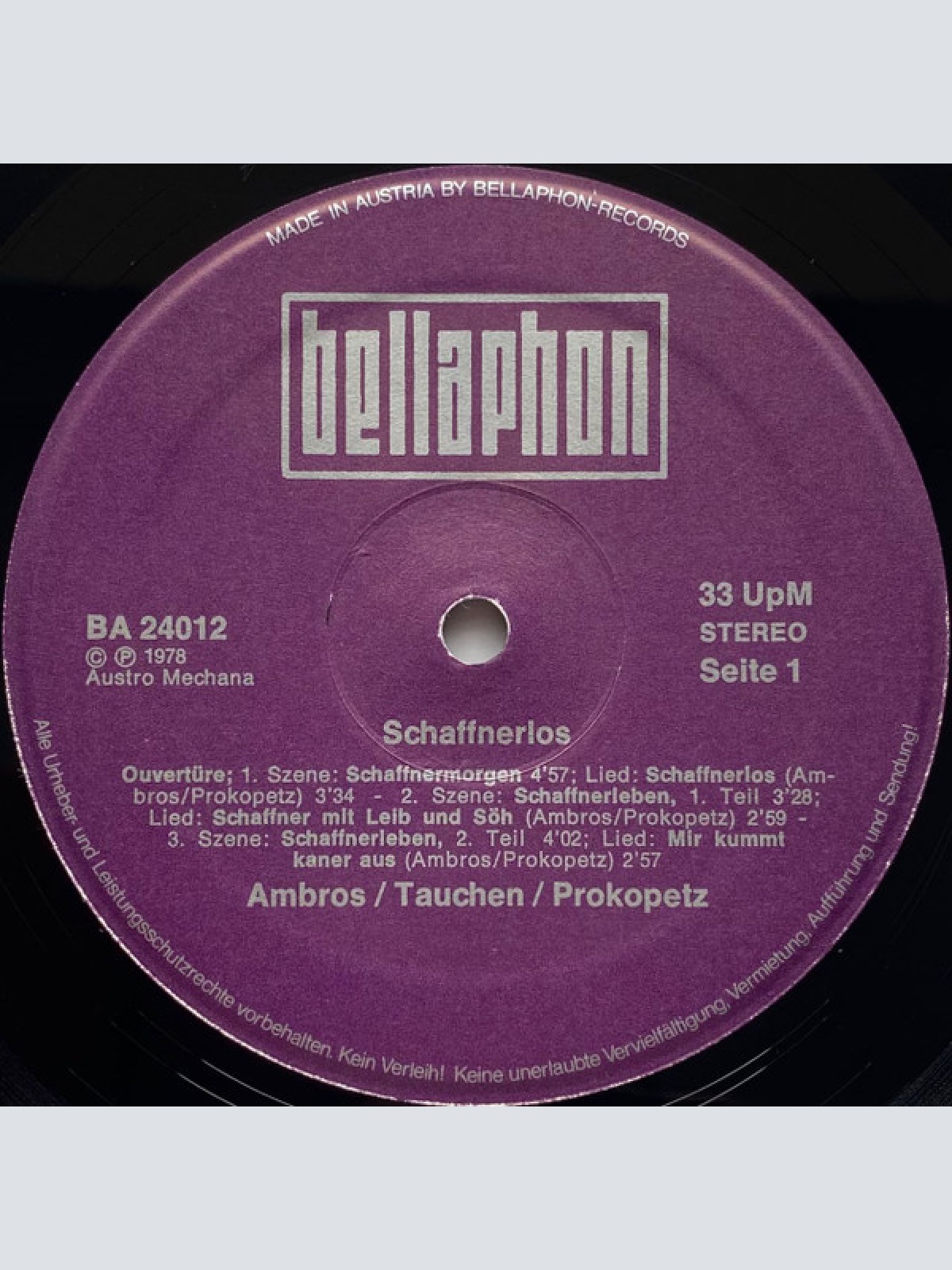 Vinyl / Ambros* / Tauchen* / Prokopetz* - Schaffnerlos