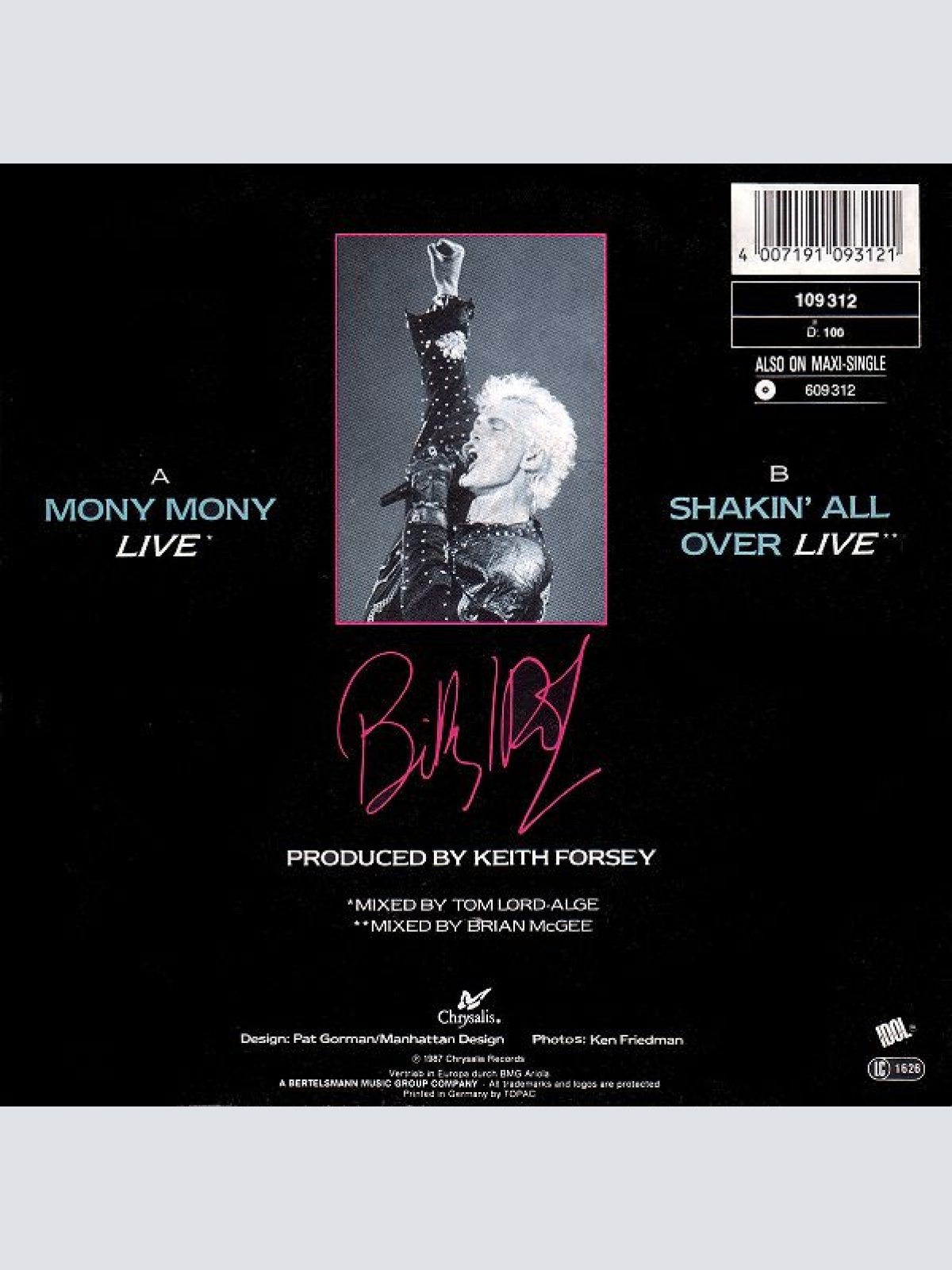 Vinyl / Billy Idol - Mony Mony (Live)