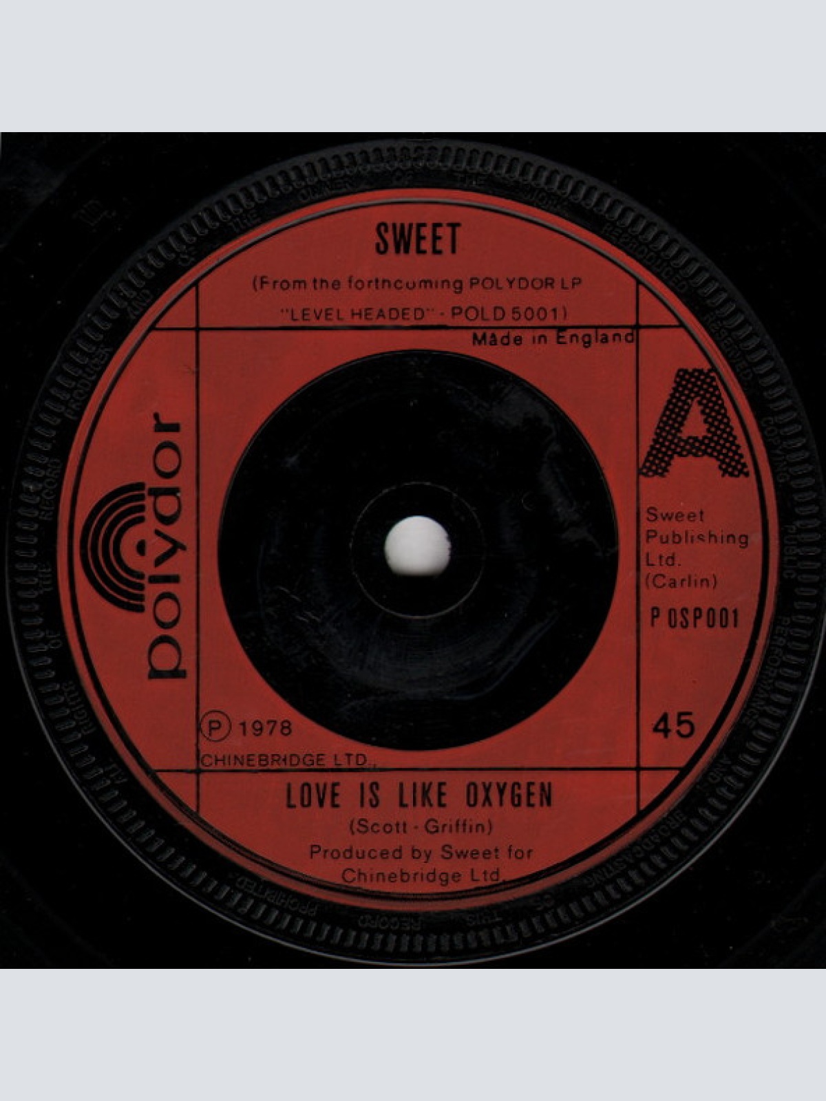 Vinyl / Sweet* - Love Is Like Oxygen